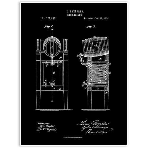 Beer Cooler Patent Poster - Vintage Beer Advertising Art Print - Perfect for Man Cave, Bar Decor & Home Brewery