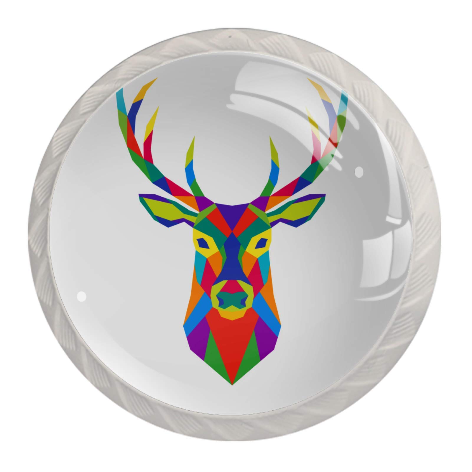4 Pack Geometric Polygonal Deer Head Cabinet Knobs - Modern Kitchen & Dresser Drawer Pulls with Screws - Perfect for Cabinets, Cupboards, and Furniture Hardware Upgrade