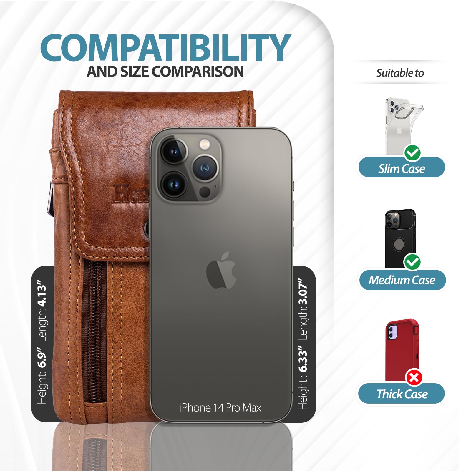Premium Leather Belt Phone Holster for iPhone 16 Pro Max/15 Pro Max/13 Pro Max & Samsung Galaxy S25/S24/S23 Ultra - Adjustable Belt Clip Pouch Case (Brown) - Perfect for Work, Outdoor Activities & Hands-Free Convenience