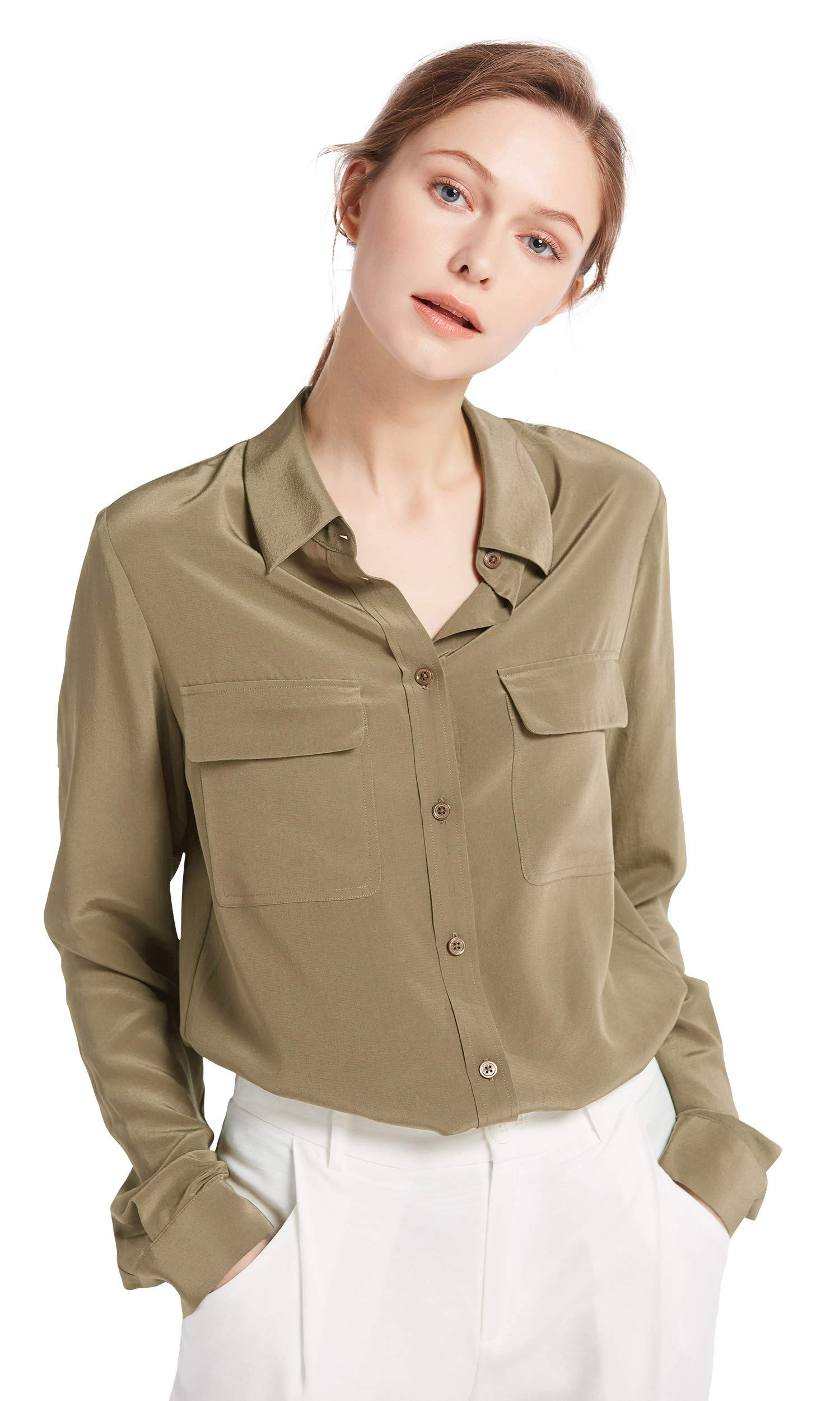 Luxury 100% Pure Silk Shirts for Women - 18 Momme Long Sleeve Blouse | Elegant Office Wear & Special Occasion Outfit