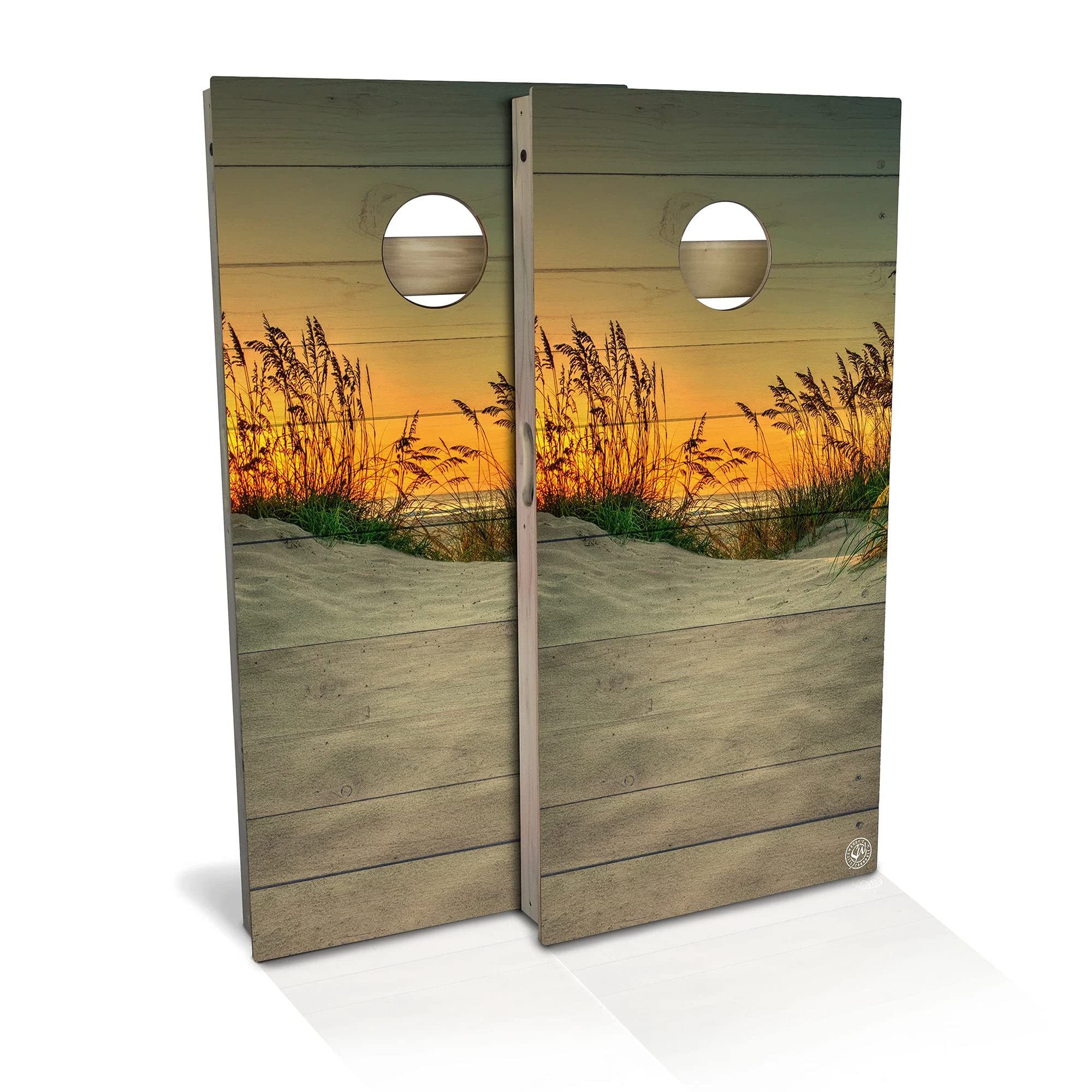 Premium Custom Cornhole Boards Set - Solid Wood Cornhole Game with Sea Oats Design - Made in USA - Choose Size & Accessories - Perfect for Backyard Parties, Tailgating & Outdoor Games