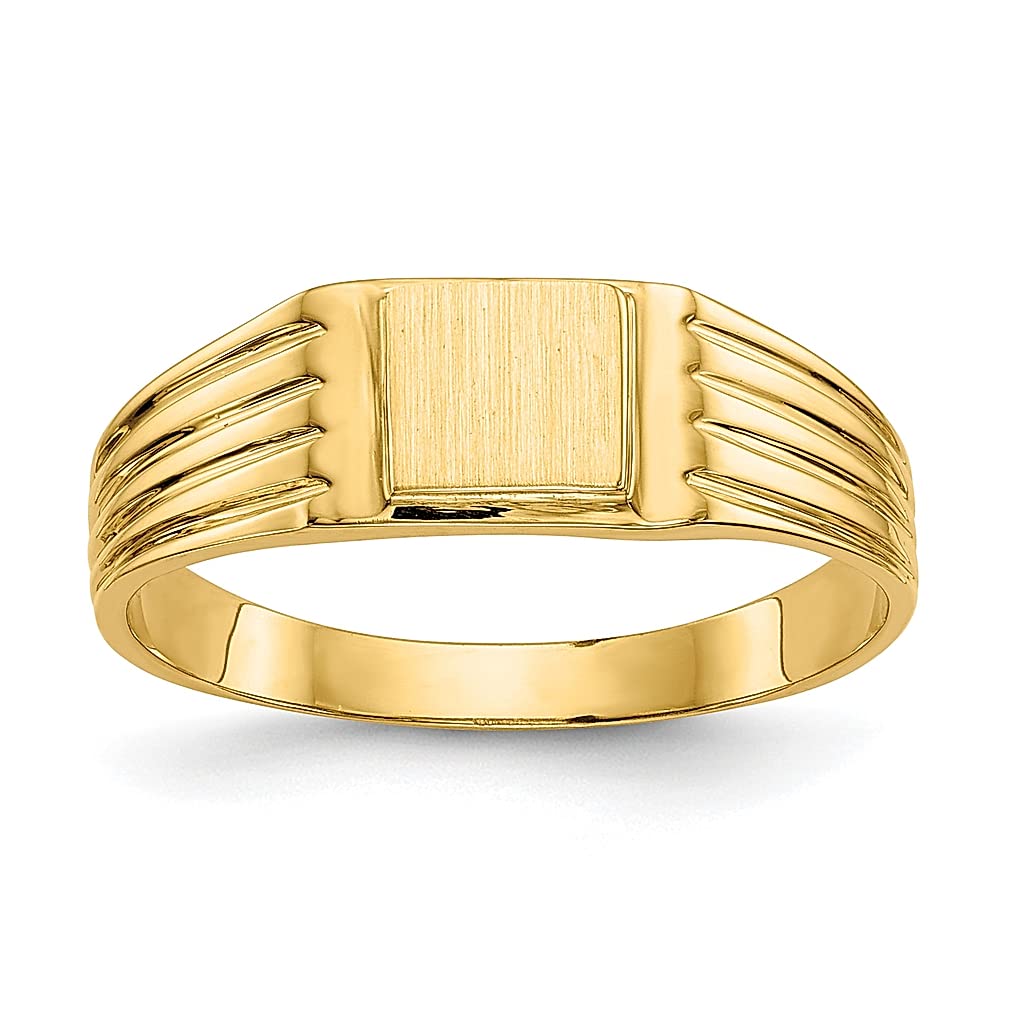 14K Yellow Gold 5.25x4.75mm Signet Band Ring - Size 6.00 - Elegant Baby Fine Jewelry for Women - Perfect Gift for Her - Ideal for Everyday Wear, Special Occasions & Anniversary Gifts