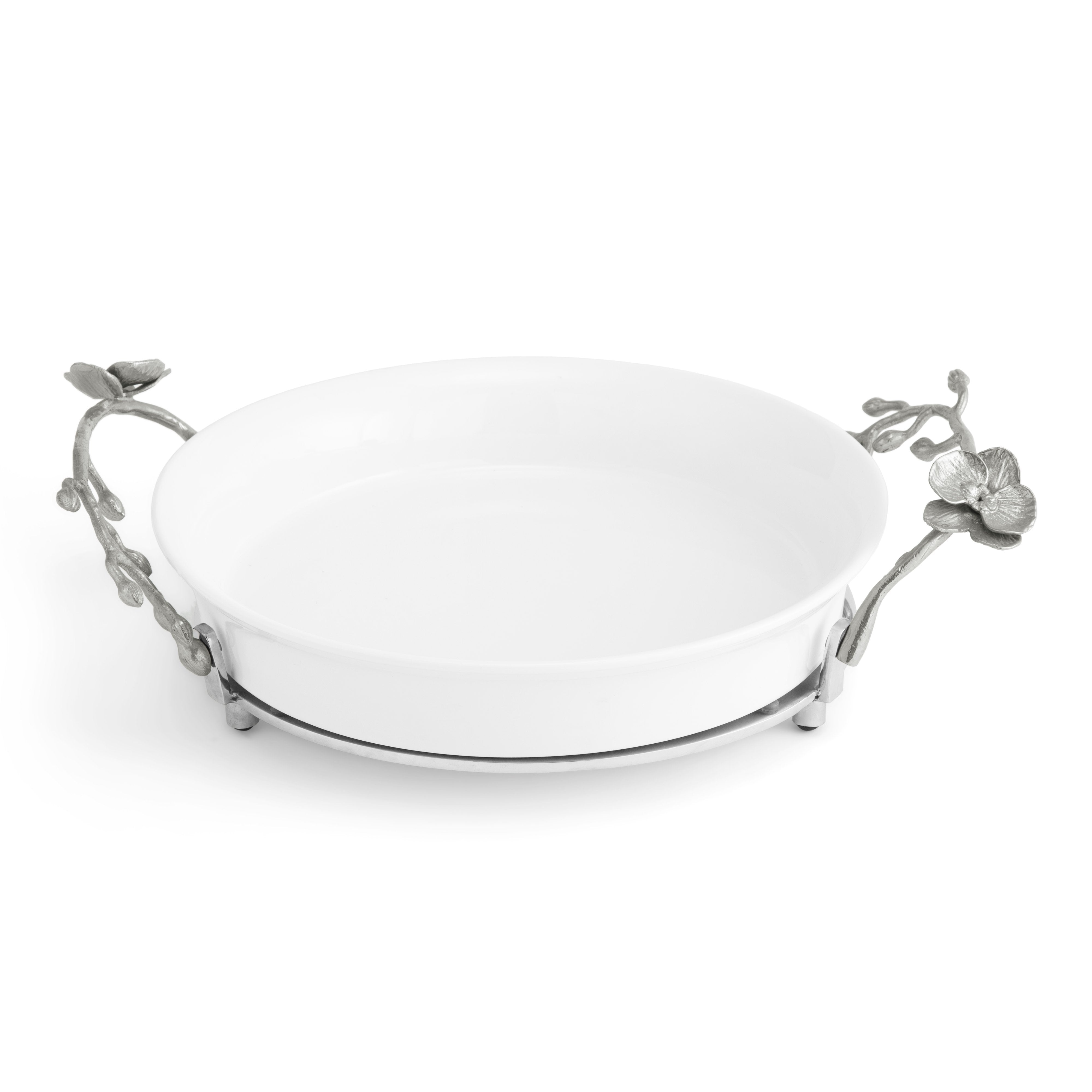 White Orchid Pie Dish - 9 Inch Ceramic Baking Pan for Pies, Quiches & Tarts | Perfect for Thanksgiving, Christmas & Family Gatherings