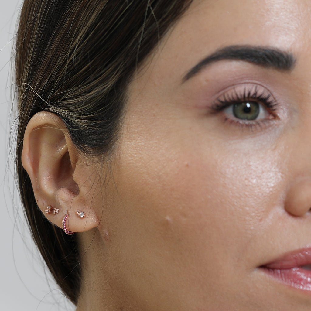 14K Rose Gold Diamond Stud Earrings for Women - Cupid's Arrow Flat Back Studs | Perfect for Valentine's Day, Anniversary & Everyday Wear