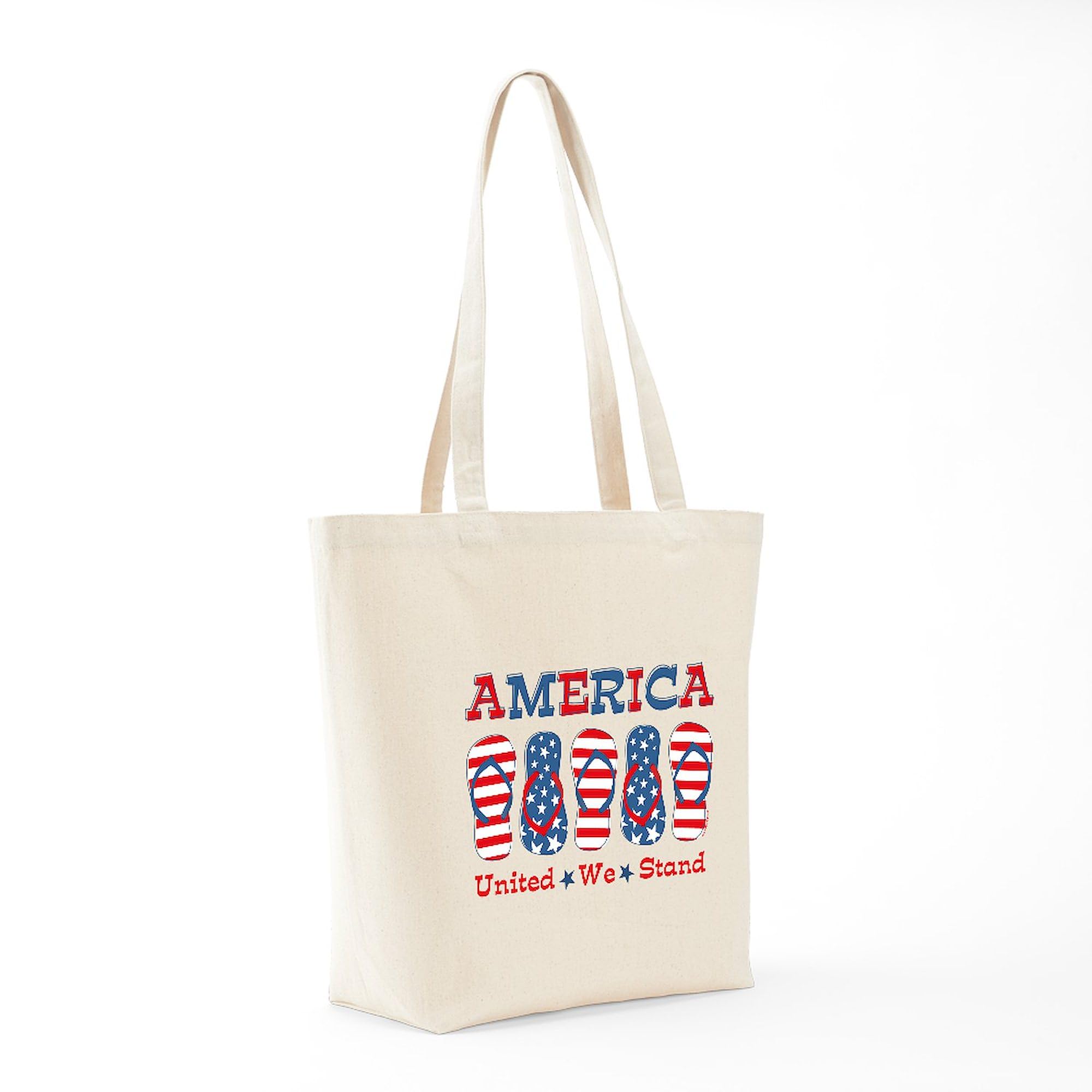 Eco-Friendly Natural Canvas Tote Bag - Reusable Shopping Bag with Flip Flop America Design | Perfect for Groceries, Beach Trips & Daily Use
