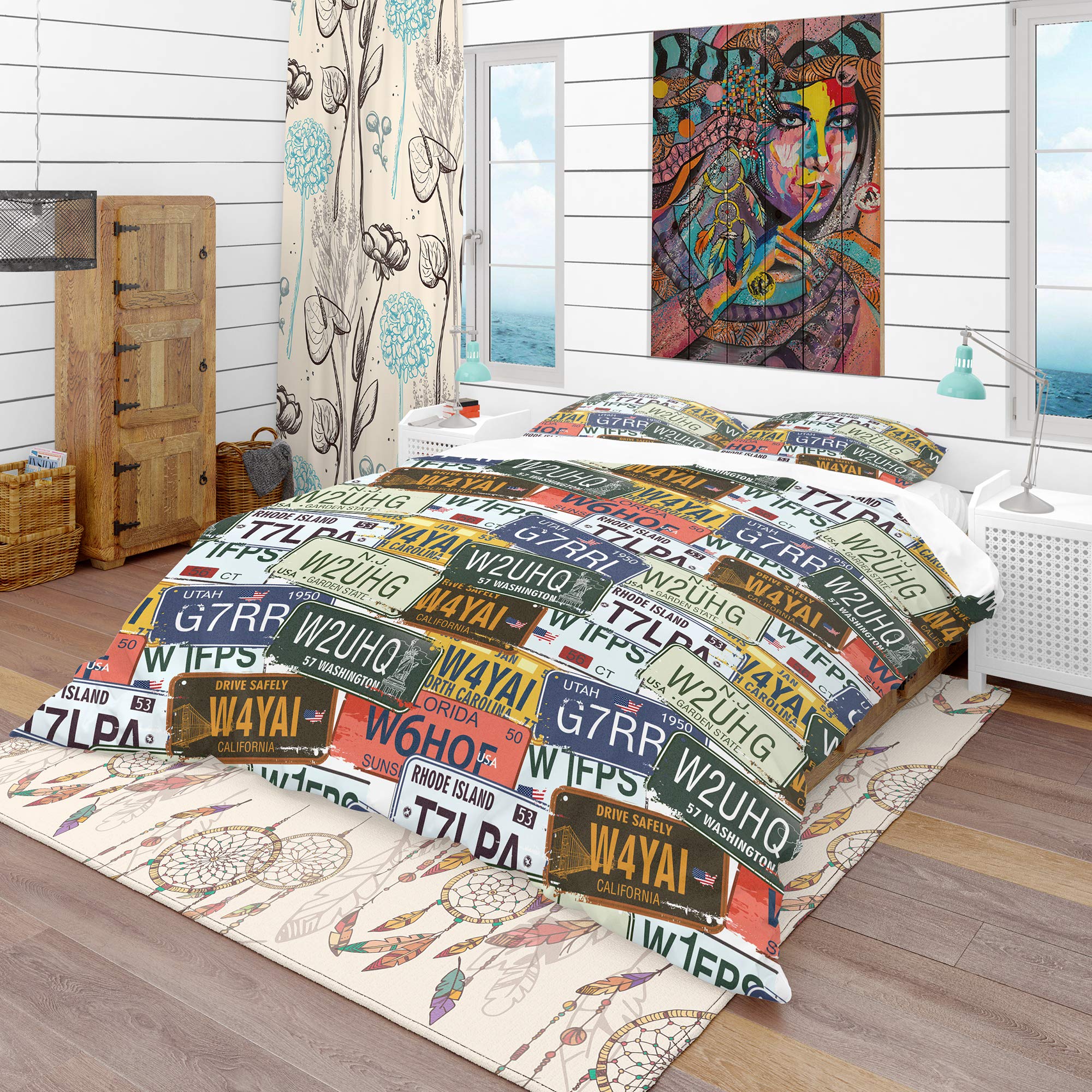 California License Plate Duvet Cover Set - Modern & Contemporary Bedding - Perfect for College Dorms, Teen Rooms & Car Enthusiasts
