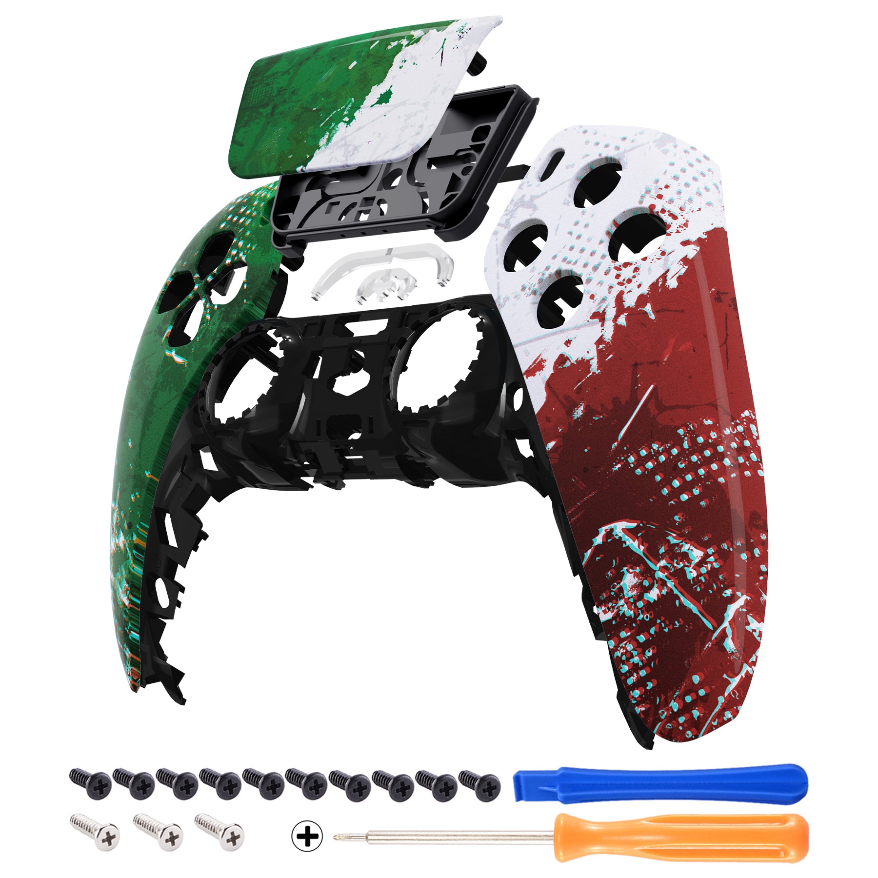 eXtremeRate PS5 Controller Front Housing Shell with Touchpad - Compatible with BDM 010/020/030/040/050 - Italy Flag Design | Custom Replacement Part for Gaming Enthusiasts | Perfect for Controller Modding and Personalization