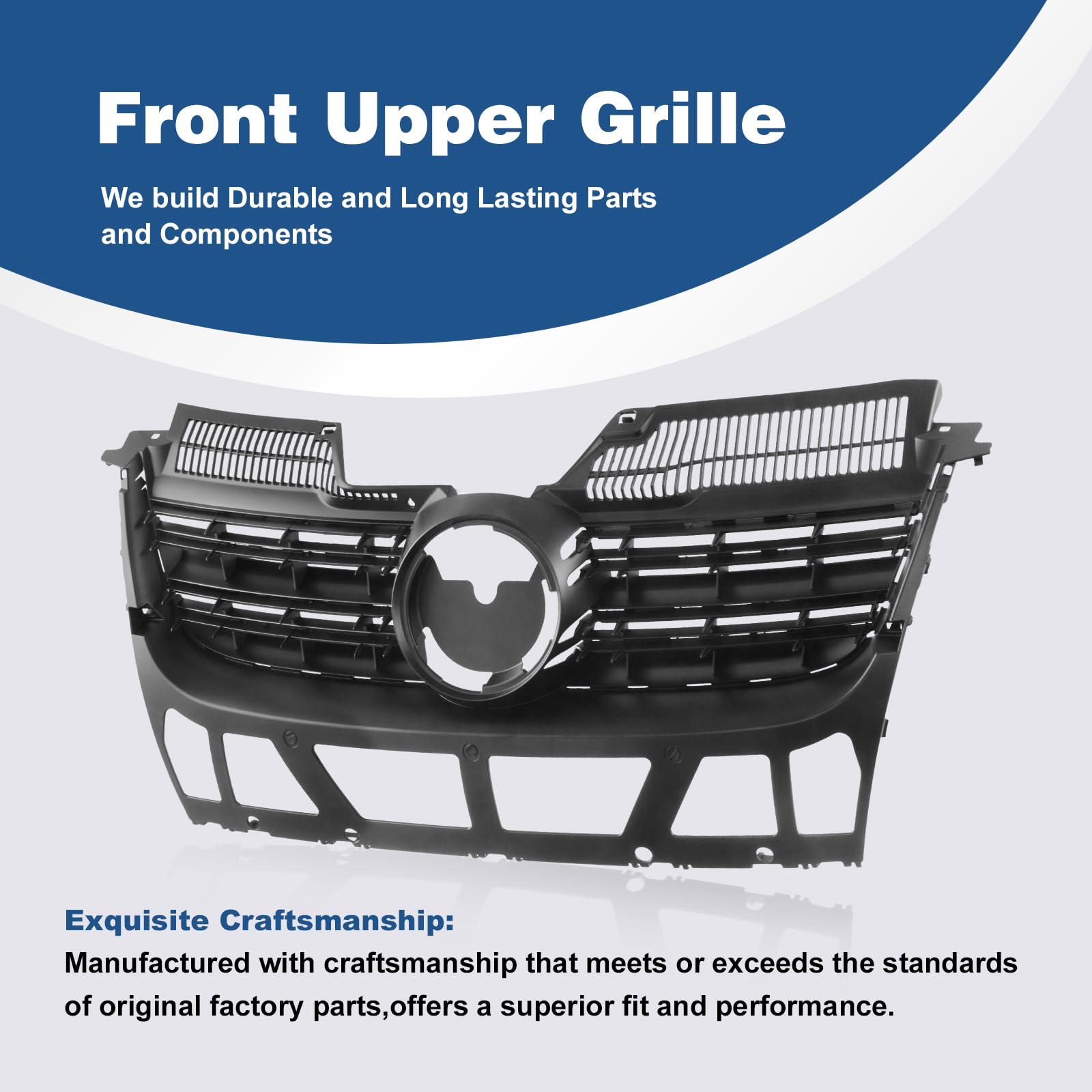 Volkswagen Jetta Front Grill Replacement (2005-2010) - Black ABS Plastic Bumper Grille - Perfect for Car Restoration & Customization Projects