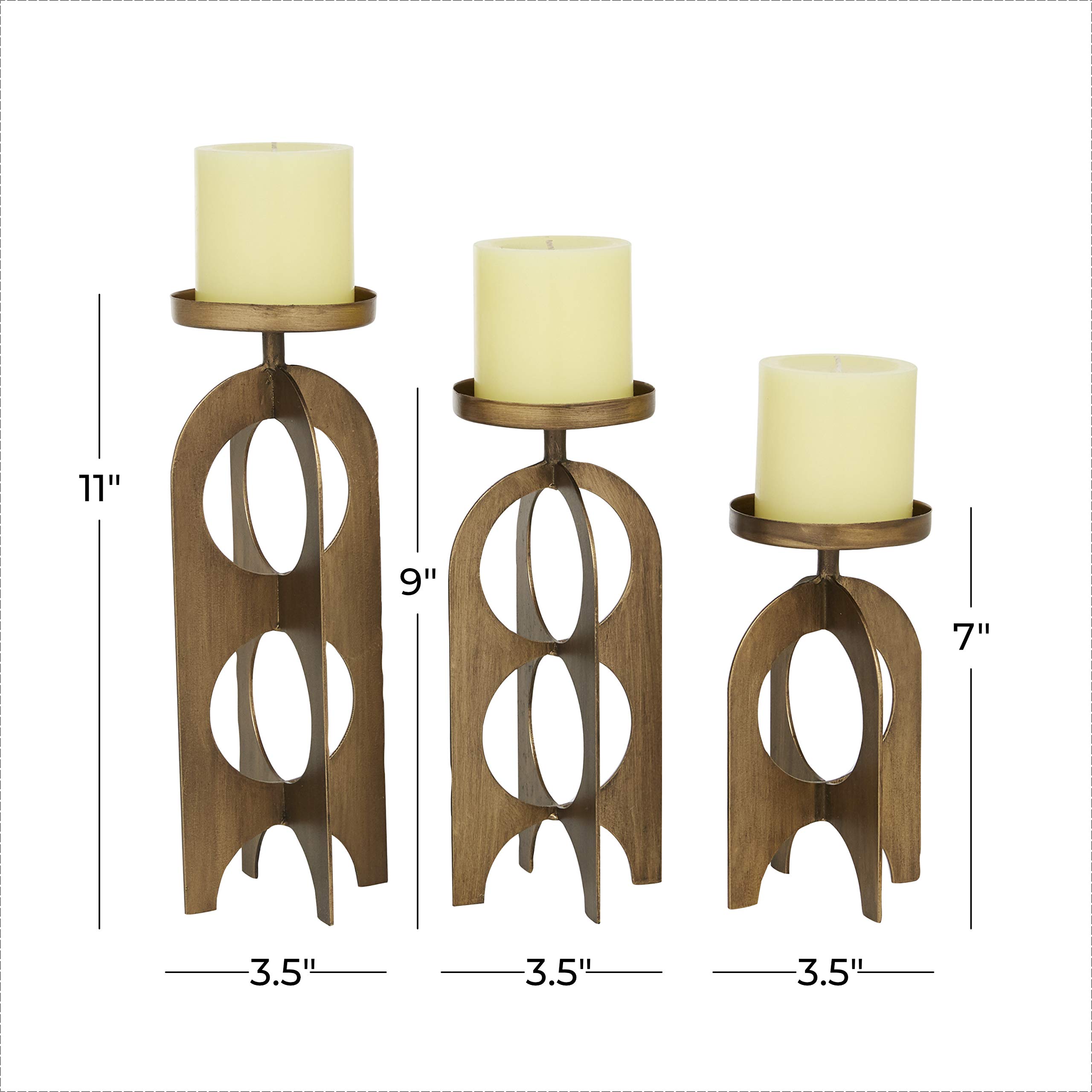 Deco 79 Set of 3 Gold Metal Handmade Decorative Candle Holders - 7