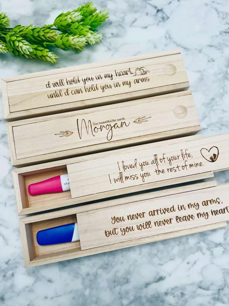 Baby Loss Keepsake Box - Engraved Memorial Box for Miscarriage & Infant Loss - Pregnancy Test Keepsake Box for Remembrance - Perfect for Grieving Parents & Healing After Pregnancy Loss