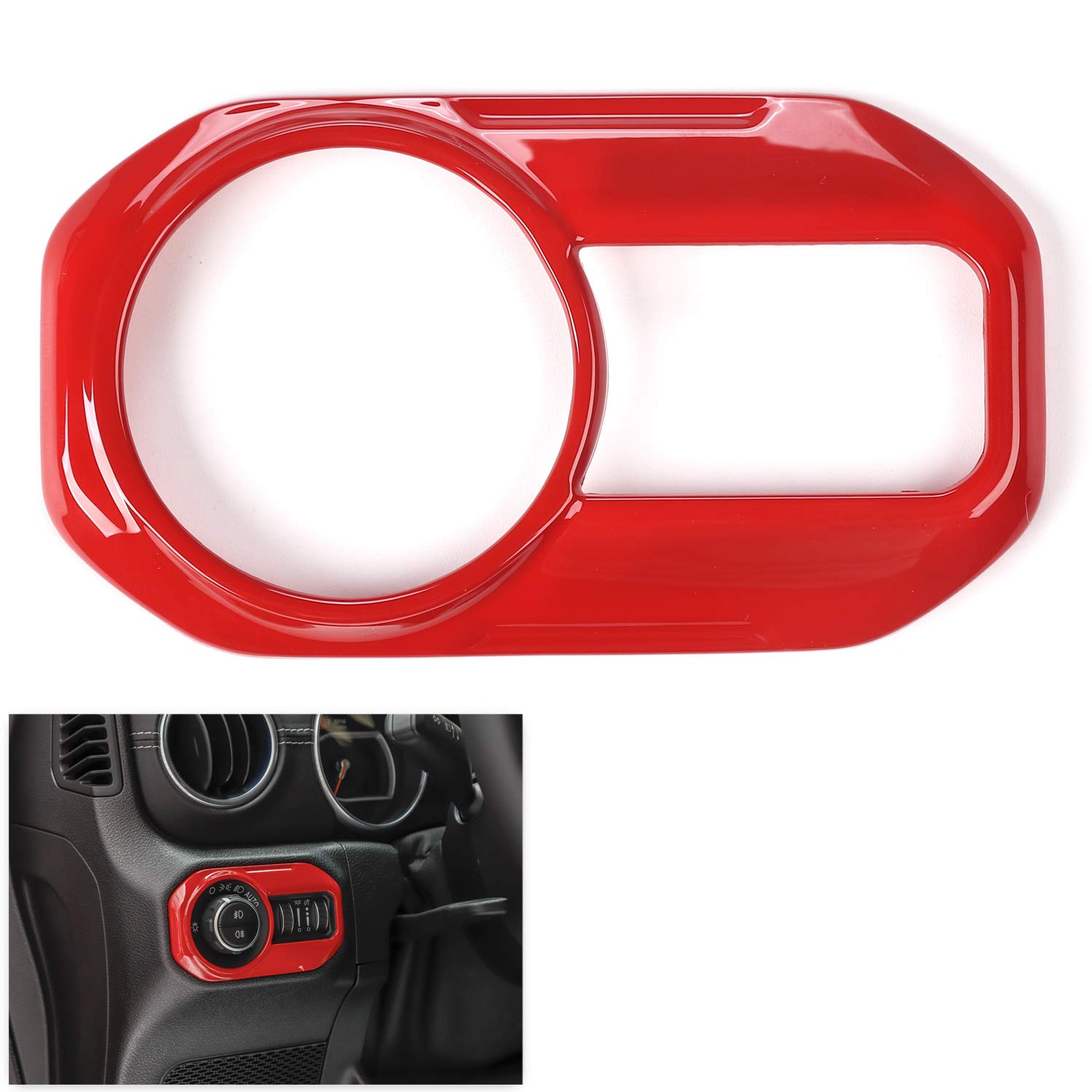 JeCar Red Headlight Switch Button Cover Trim for 2018-2024 Jeep Wrangler JL/JLU & Gladiator JT - Interior Accessories Upgrade for Off-Road & Daily Driving