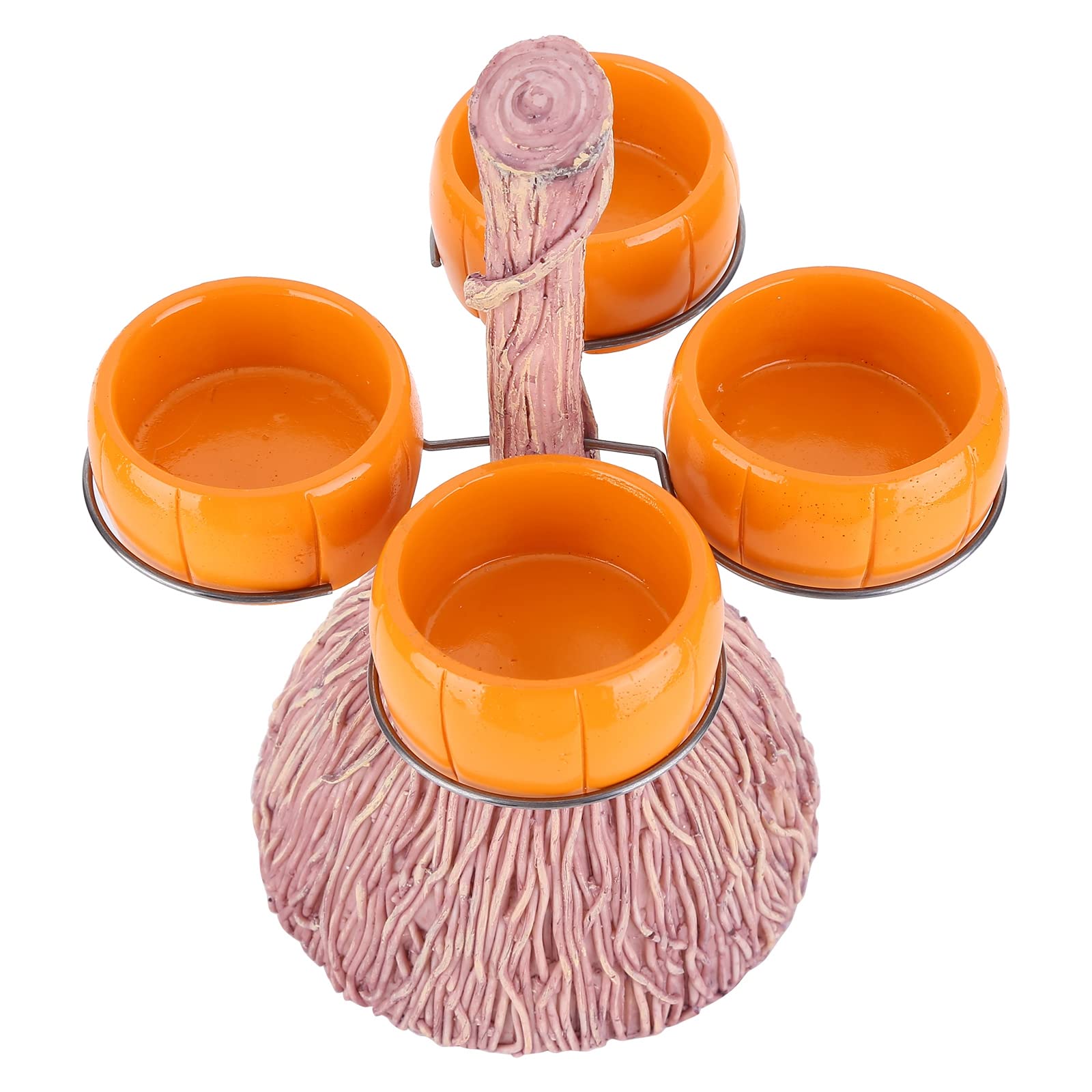 Halloween Pumpkin Snack Bowl Stand - Creative Halloween Party Supplies with Broomstick Design, 4-Piece Set for Candy, Treats & Snacks - Perfect for Halloween Decorations, Party Favors & Trick-or-Treat Displays