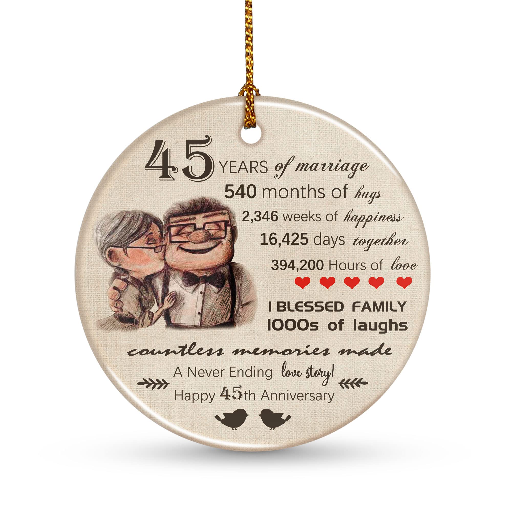 45th Anniversary Keepsake Gift - Ceramic Christmas Tree for Wife, Husband, Parents & Grandparents | Romantic Wedding, Christmas & Marriage Memory Gift with Ribbon | Perfect for Anniversaries, Holidays & Special Occasions