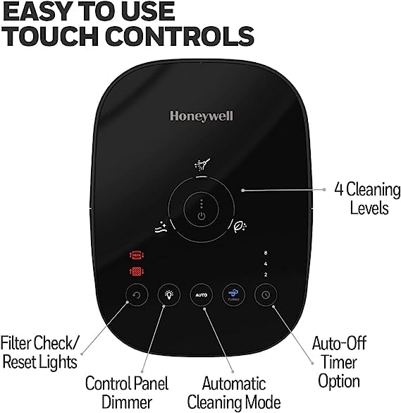 Honeywell InSight HEPA Air Purifier for Medium Rooms up to 100 sq ft - Removes Wildfire Smoke, Pollen, Pet Dander & Dust - with Air Quality Sensor & Auto Mode - Black (HPA080) - Perfect for Bedrooms, Offices and Allergy Relief