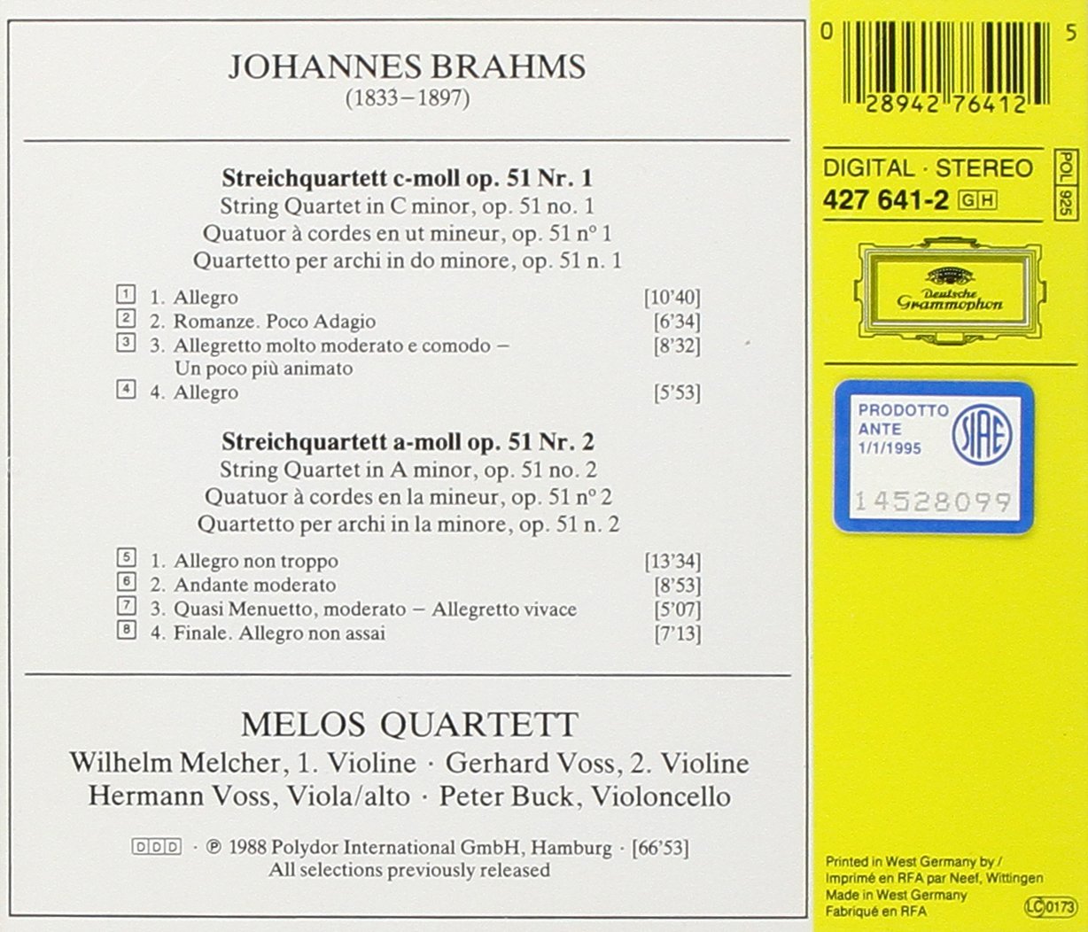 Brahms String Quartets No. 1 & 2 - Classical Music CD for Relaxation, Study & Dinner Parties | Chamber Music Collection