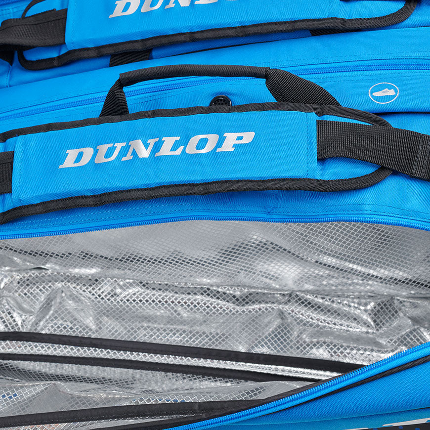 Dunlop FX Performance 12 Pack Tennis Racquet Bag - Black/Blue - Premium Tennis Gear for Players & Coaches - Perfect for Tournaments, Practice & Travel