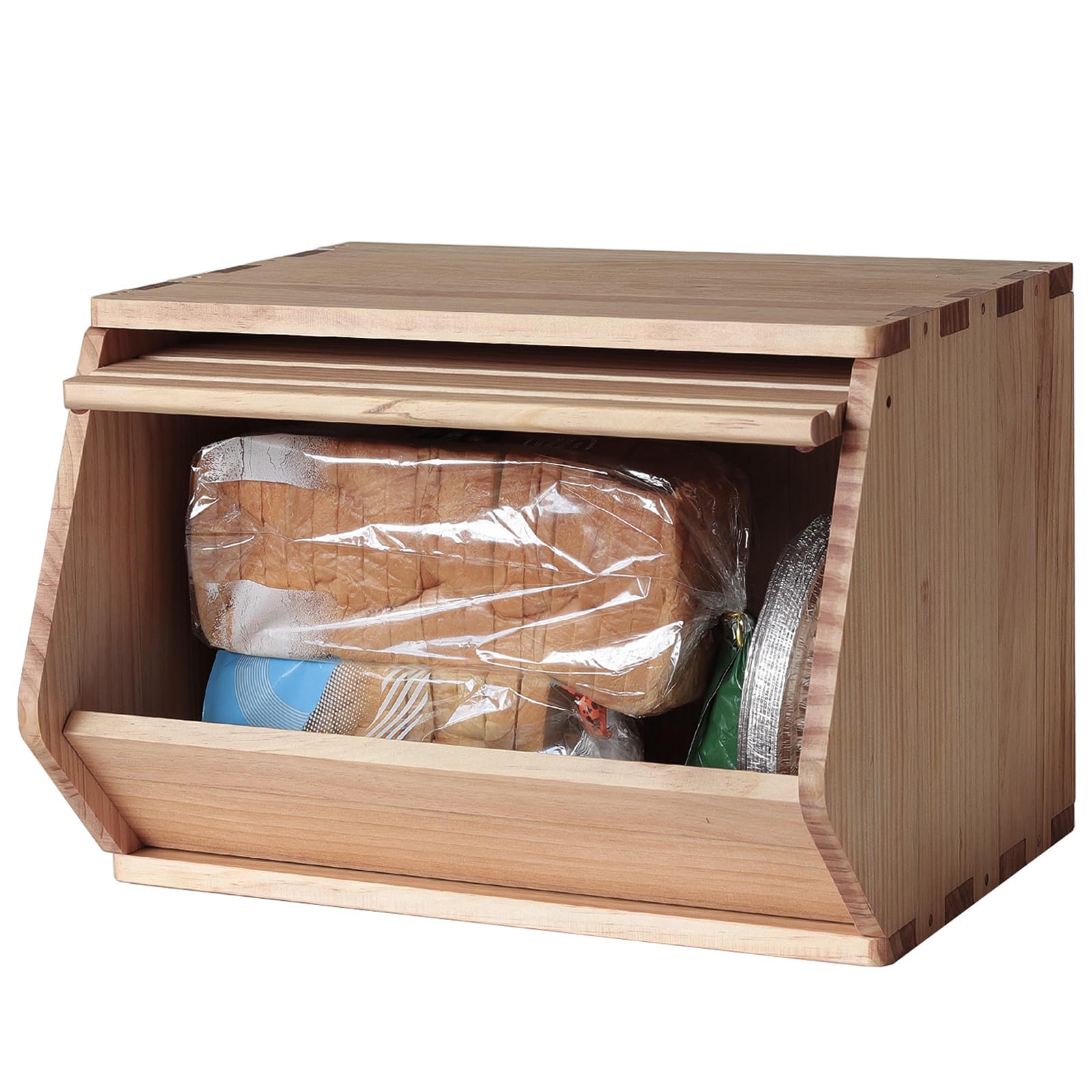 Stackable Solid Wood Storage Chests with Lids - Modular Wooden Toy Box & Closet Organizer - 15.5