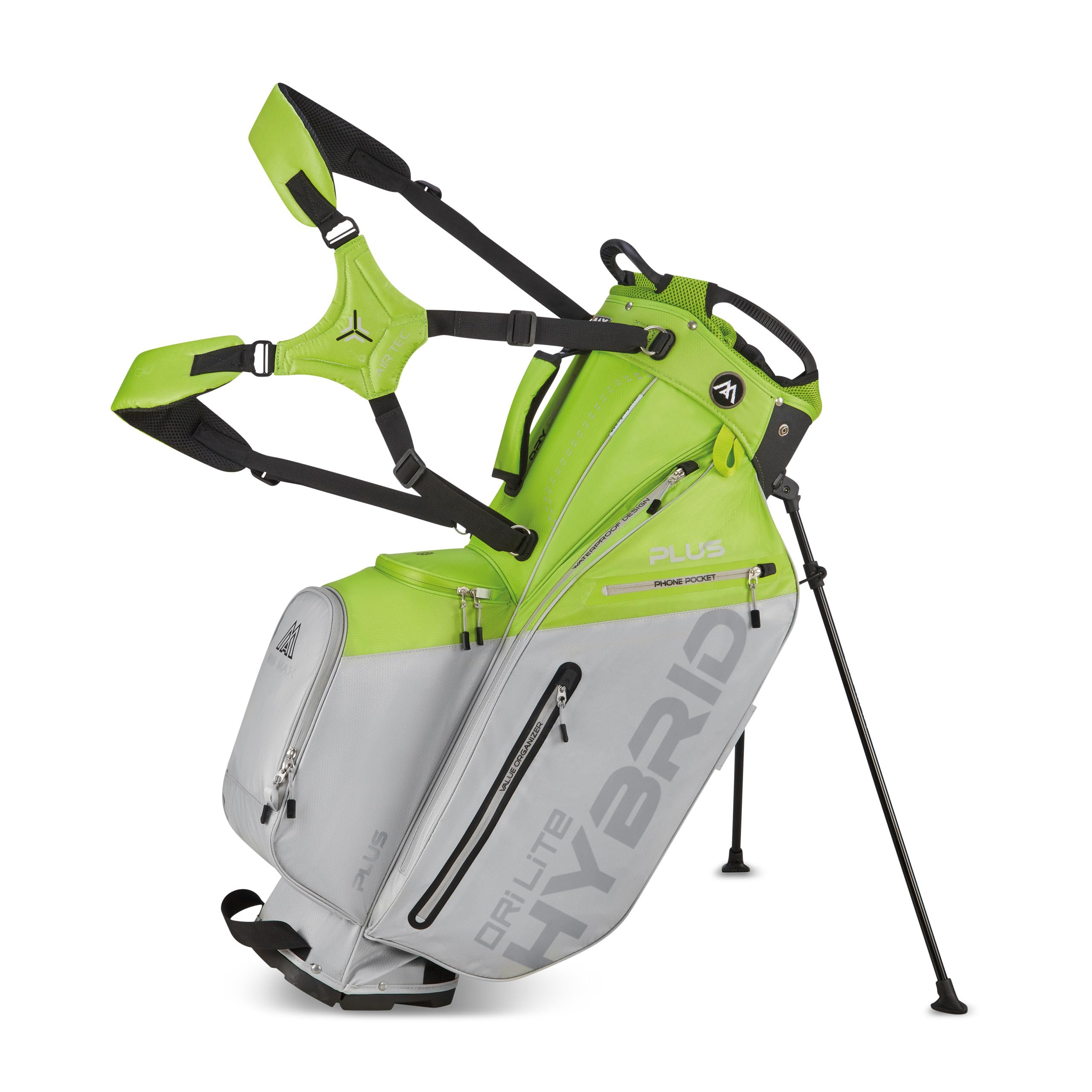 Big Max Dri Lite Hybrid Plus 14-Way Divider Waterproof Lightweight Golf Stand Bag with Dual Strap - Fits Push Carts - Perfect for Walking Golfers & Course Play