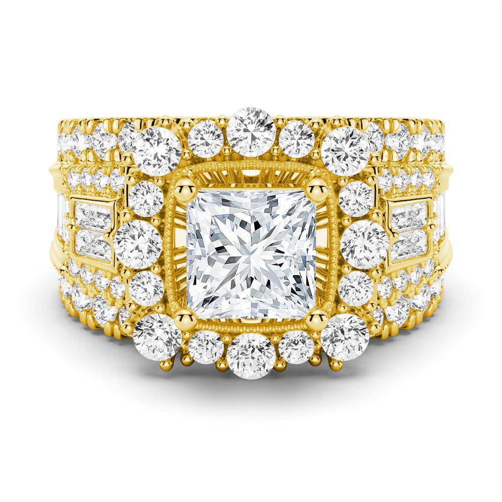 Princess Cut Moissanite Vintage Engagement Ring with Multi-Stone Setting - Perfect for Wedding Proposals, Anniversaries & Special Occasions