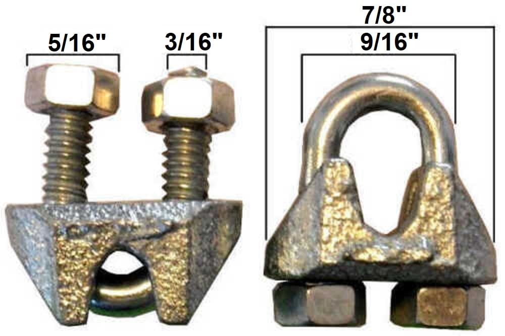 Galvanized Steel U-Bolt Cable Clamps for 1/8