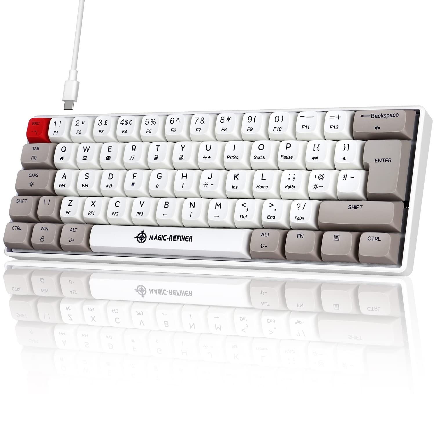 LexonElec 60% Compact Mechanical Gaming Keyboard with Linear Red Switches - RGB Backlit, PBT Dye-Sub XDA Keycaps, 62-Key Anti-Ghosting, Multimedia Keys for Win/Mac/PC/PS4 - Perfect for Gaming, Office Work & Typing