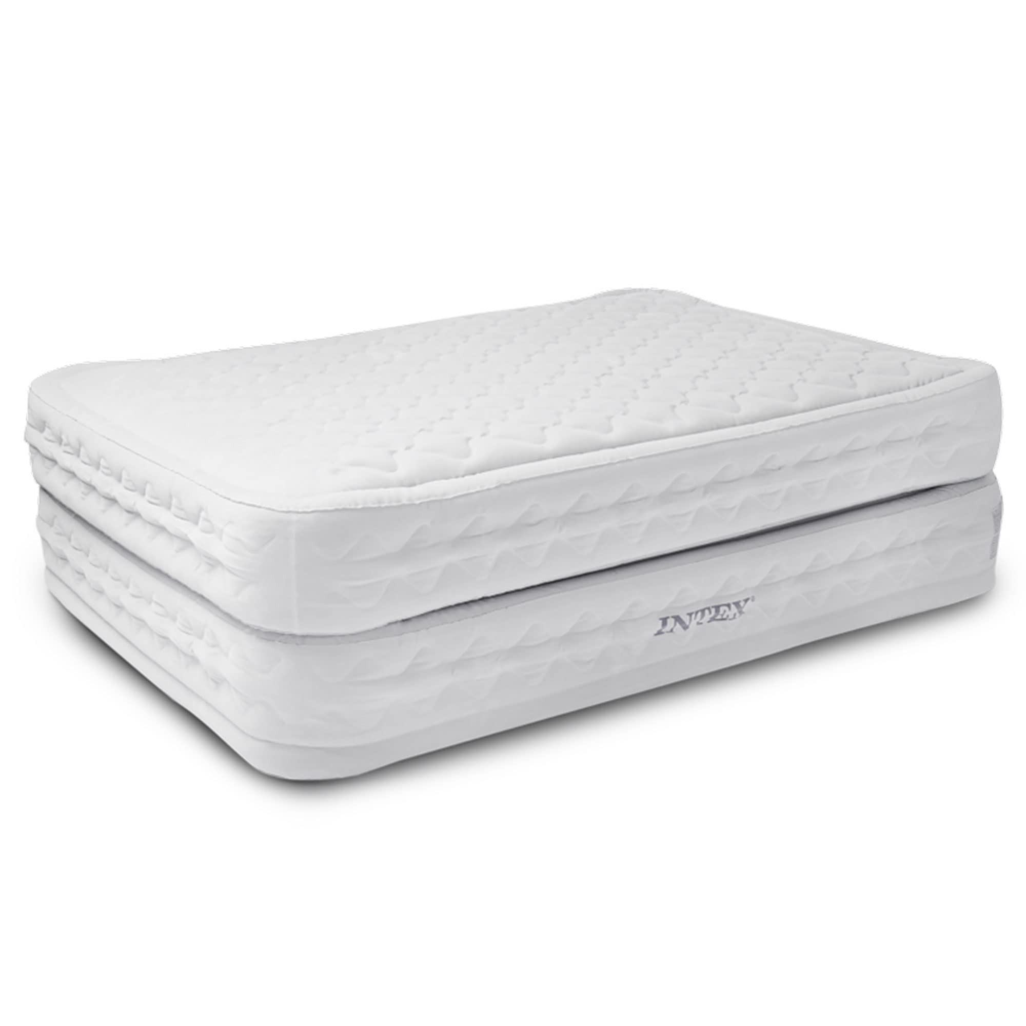 Intex Supreme Air-Flow Queen Air Mattress - Comfortable Inflatable Bed for Camping, Guest Room & Home Use - Heavy Duty PVC Material with Built-in Electric Pump