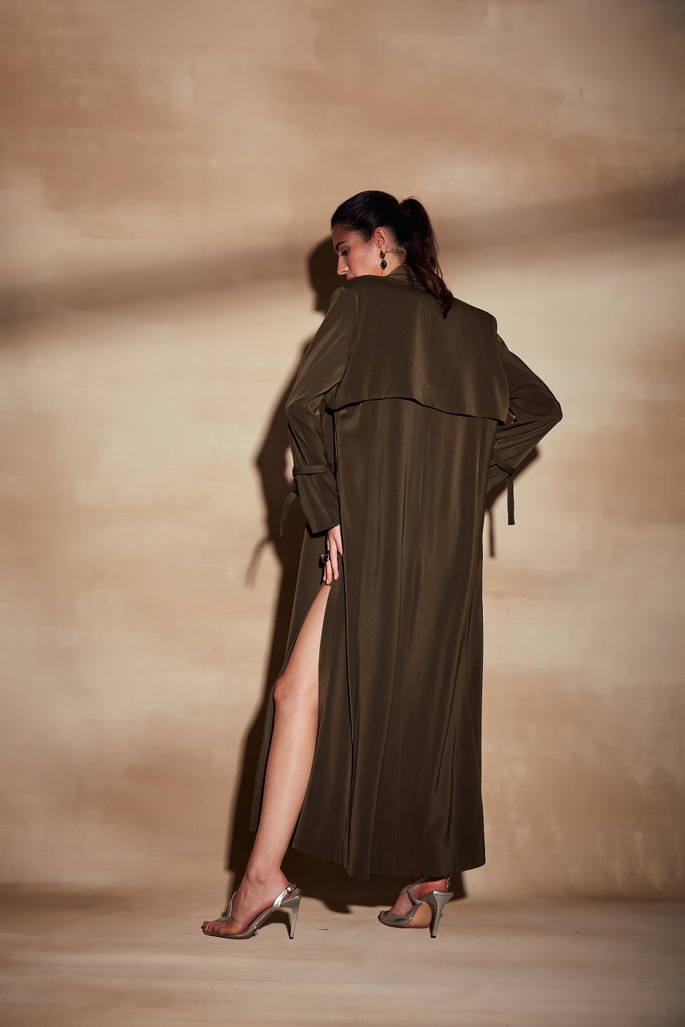 Stylish Olive Green Trench Coat for Women - Waterproof Long Coat with Belt - Perfect for Fall & Spring Fashion, Office Wear & Outdoor Activities