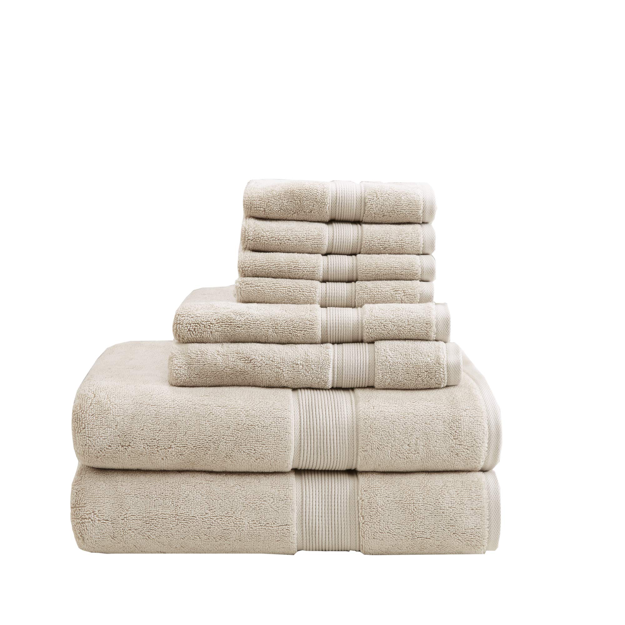 Madison Park Signature 800GSM 100% Cotton Bath Towel Set of 8 (2 Bath Towels, 2 Hand Towels, 4 Washcloths) - Ultra Absorbent, Quick Dry, Spa Quality Luxury Towels for Bathroom, Hotel & Home Use