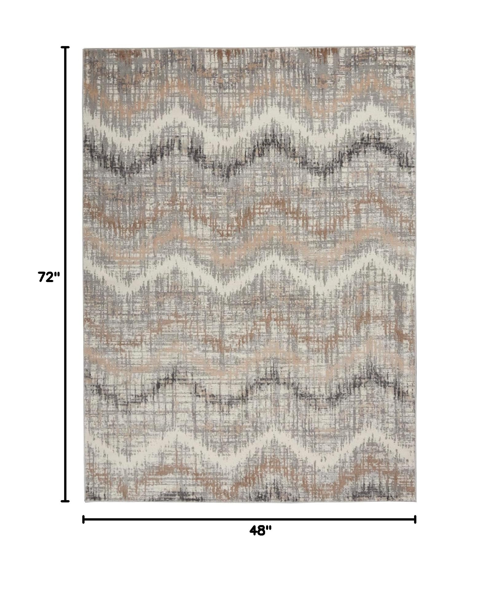 Nourison Elation Abstract Grey Ivory 4' x 6' Area Rug - Easy-Clean, Non-Shedding, Stain Resistant - Perfect for Bedroom, Living Room, Dining Room & Kitchen Decor (4x6)