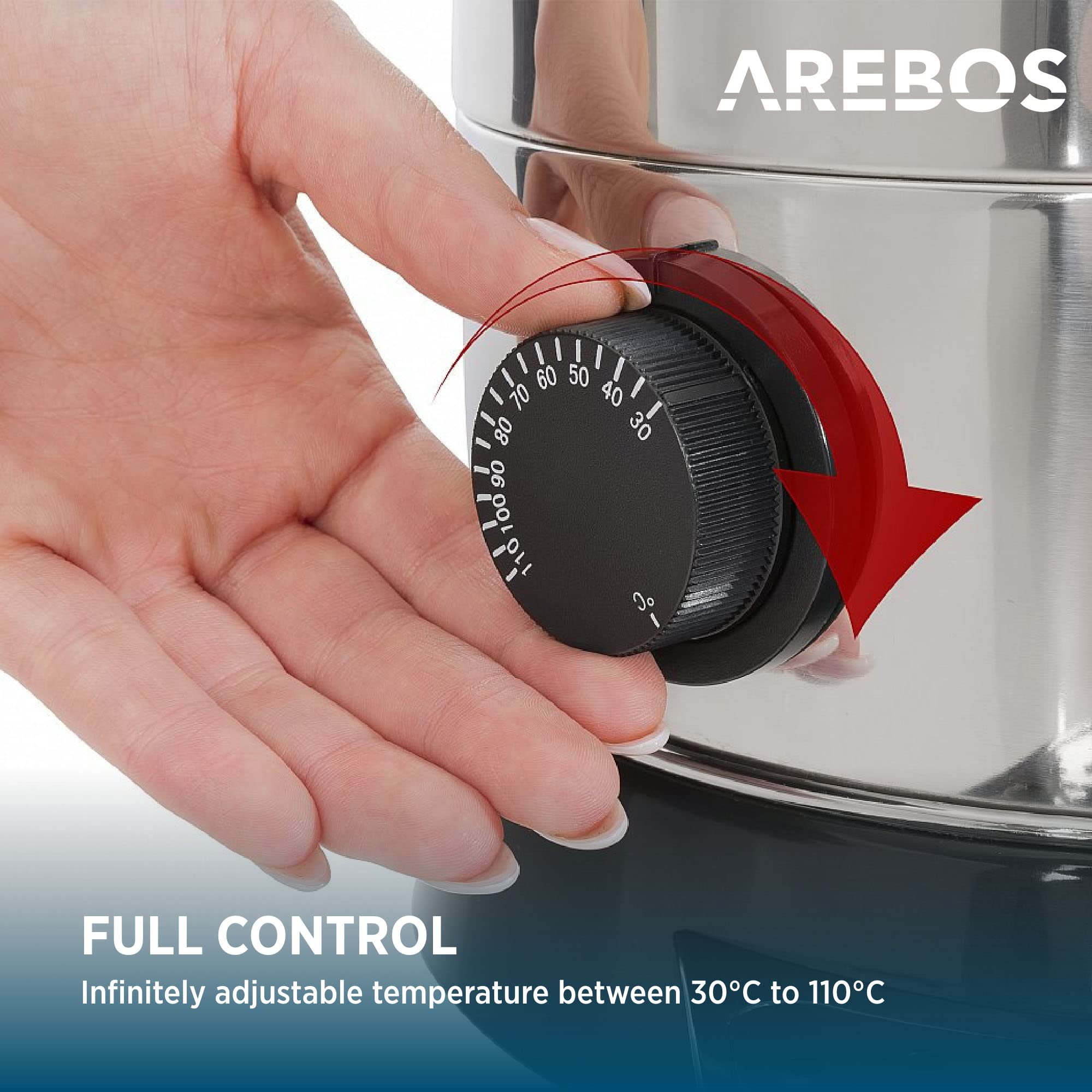 Arebos 6.8L 950W Electric Hot Water Dispenser with Tap - Adjustable Temperature 30-110°C for Mulled Wine, Coffee, Tea - Perfect for Home, Office, and Catering Use