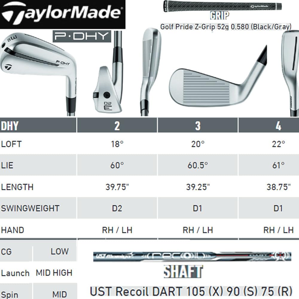 TaylorMade P-DHY Hybrid Golf Club - High Performance Driving Iron for Distance & Accuracy | Perfect for Fairway Shots, Rough Recovery & Long Approach Play