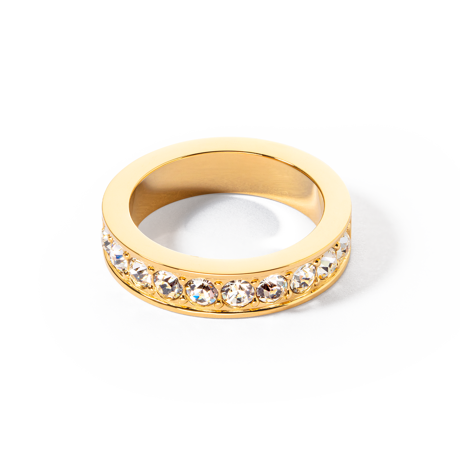 Stainless Steel Ring with Gold Crystals - Elegant Jewelry for Women, Perfect for Weddings, Parties & Special Occasions