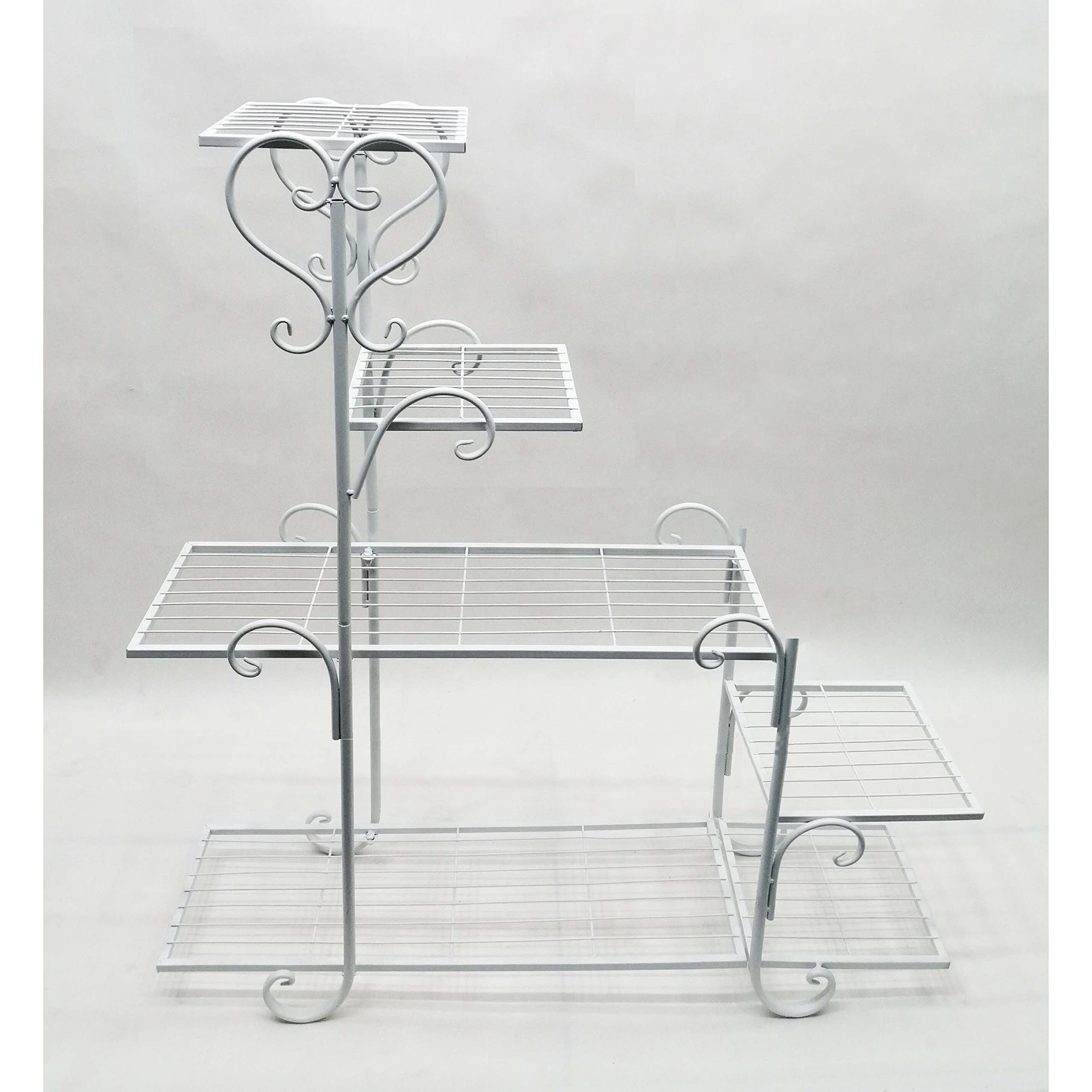 5 Tier White Plant Stand Steps for Indoor & Outdoor Decor - Hi-Line Gift Ltd. - Perfect for Balcony, Garden, Patio, and Home Plant Display