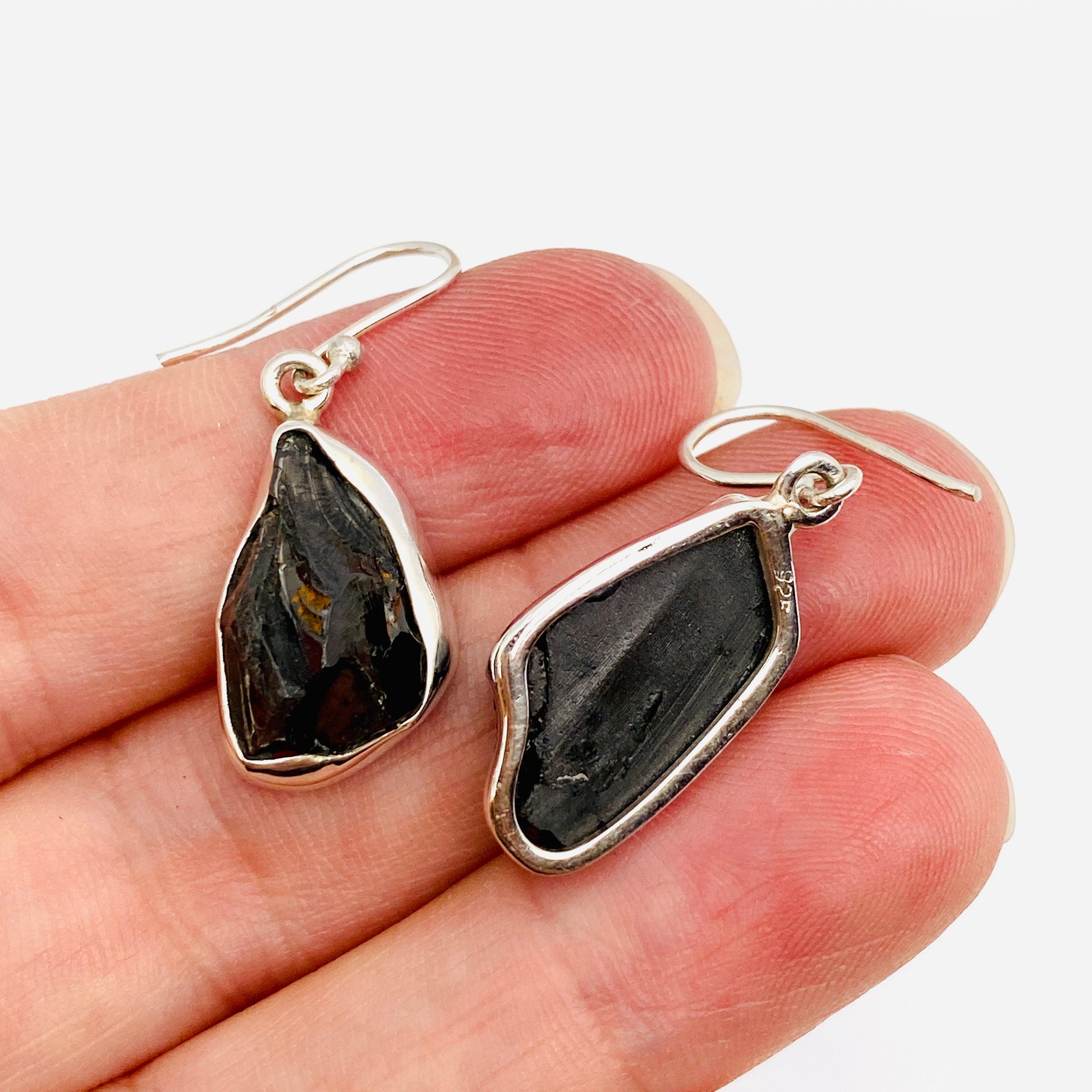 Natural Shungite Raw Stone Earrings for Women – KEGJ940 | Healing Crystal Jewelry for EMF Protection & Stress Relief | Perfect for Meditation, Yoga & Daily Wear