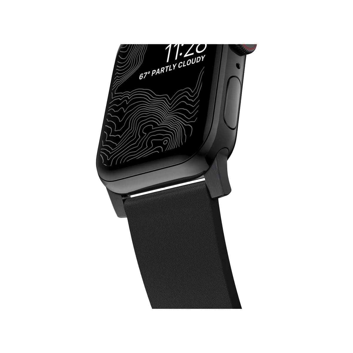 Nomad Active Band Pro 45mm / 49mm - Black Hard Case with Black Leather Strap for Apple Watch - Durable & Stylish Smartwatch Band for Workouts, Running & Everyday Wear