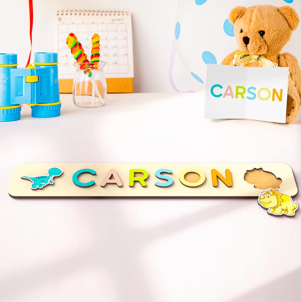 Personalized Wooden Name Puzzle for Toddlers - Custom Baby Name Puzzle with Natural Wood - Early Learning Educational Toy for 1st Birthday Gift (Girls & Boys) - Perfect for Nursery Decor, Montessori Learning & First Birthday Presents