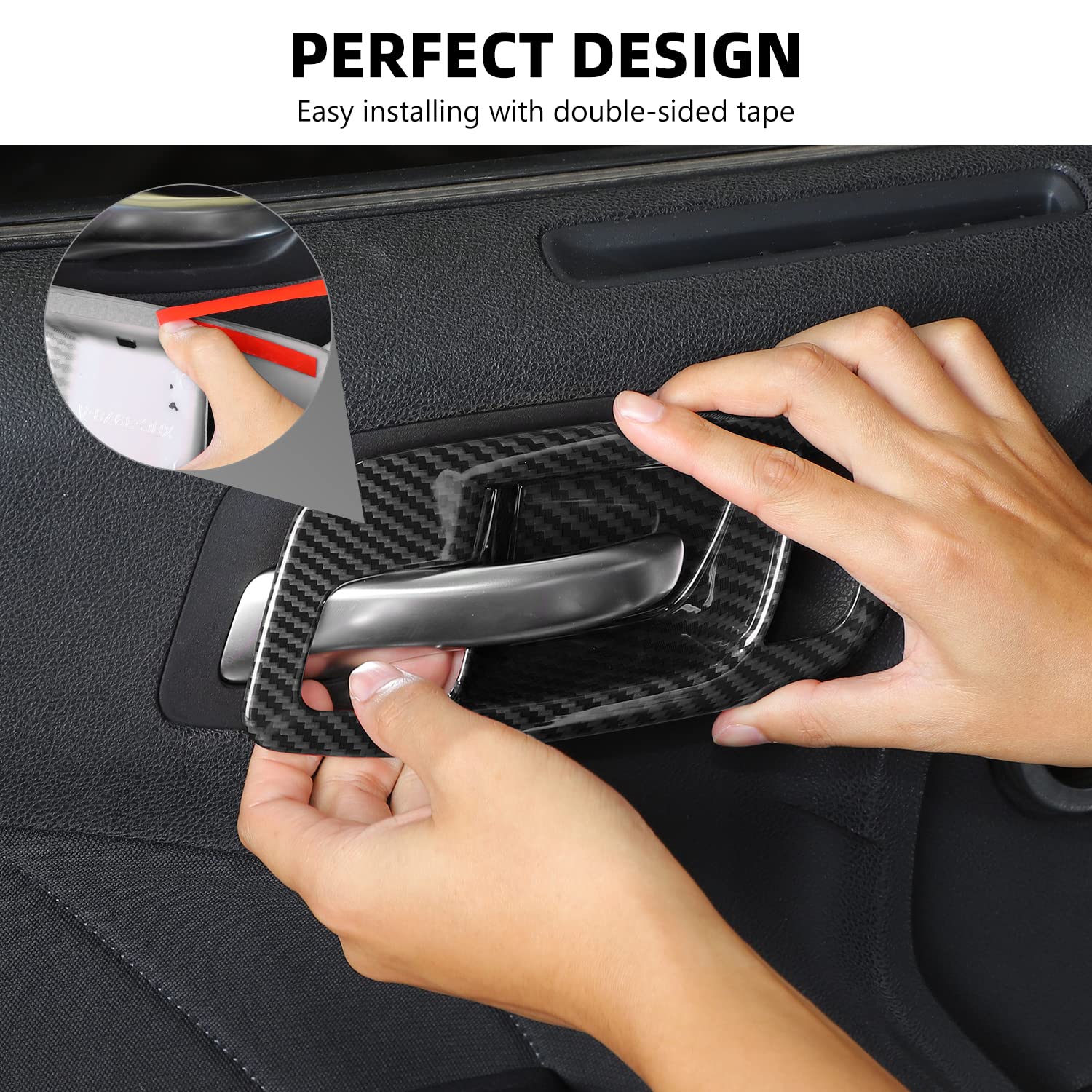 Carbon Fiber Inner Door Handle Bowl Cover for Dodge Charger 2011-2022 & Chrysler 300 - Premium Interior Accessories for Car Door Handle Protection and Style Upgrade - Perfect for Daily Driving and Car Show Enhancement