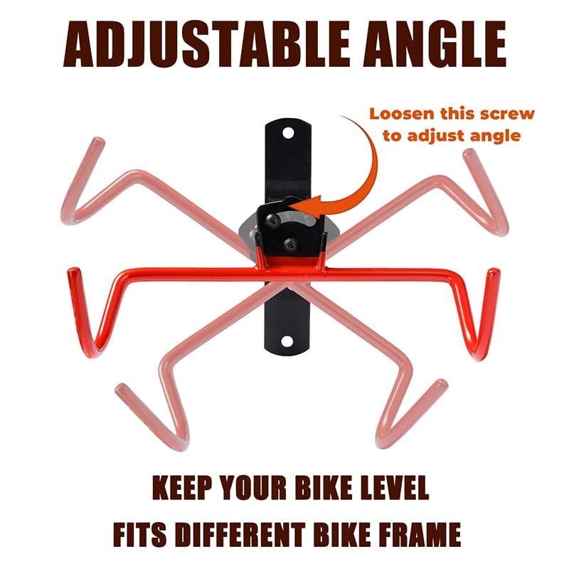 Heavy Duty Wall Mount Bike Rack - 2 Pack Foldable Adjustable Angle Bicycle Hanger with Rubber Protection for Garage Storage & Organization | Perfect for Small Spaces, Apartment Living & Cycling Enthusiasts