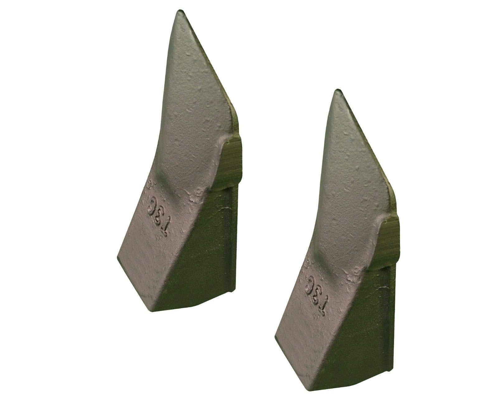2-Pack Hensley Style Heavy Duty Crimp-On Tiger Rock Point Bucket Teeth - T3C Replacement for Excavator & Loader Buckets - Ideal for Digging, Trenching & Construction Work