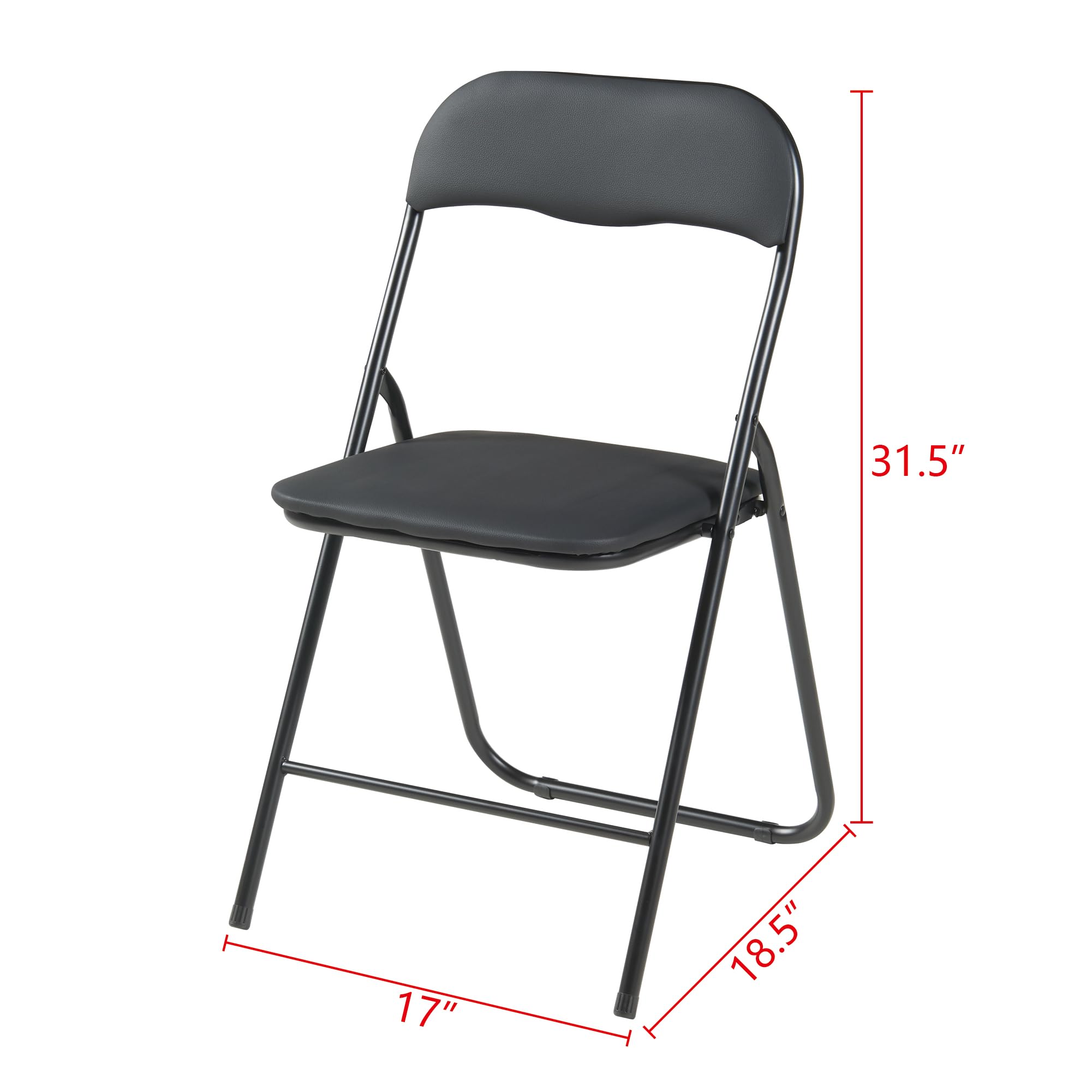 **Panana Folding Chairs with Padded Seat & Back Cushion - Heavy Duty Metal Frame for Home, Office, Patio, Camping & Events - Indoor & Outdoor Foldable Chairs (Black, 4 Pack) - Perfect for Parties, BBQs & Extra Seating**