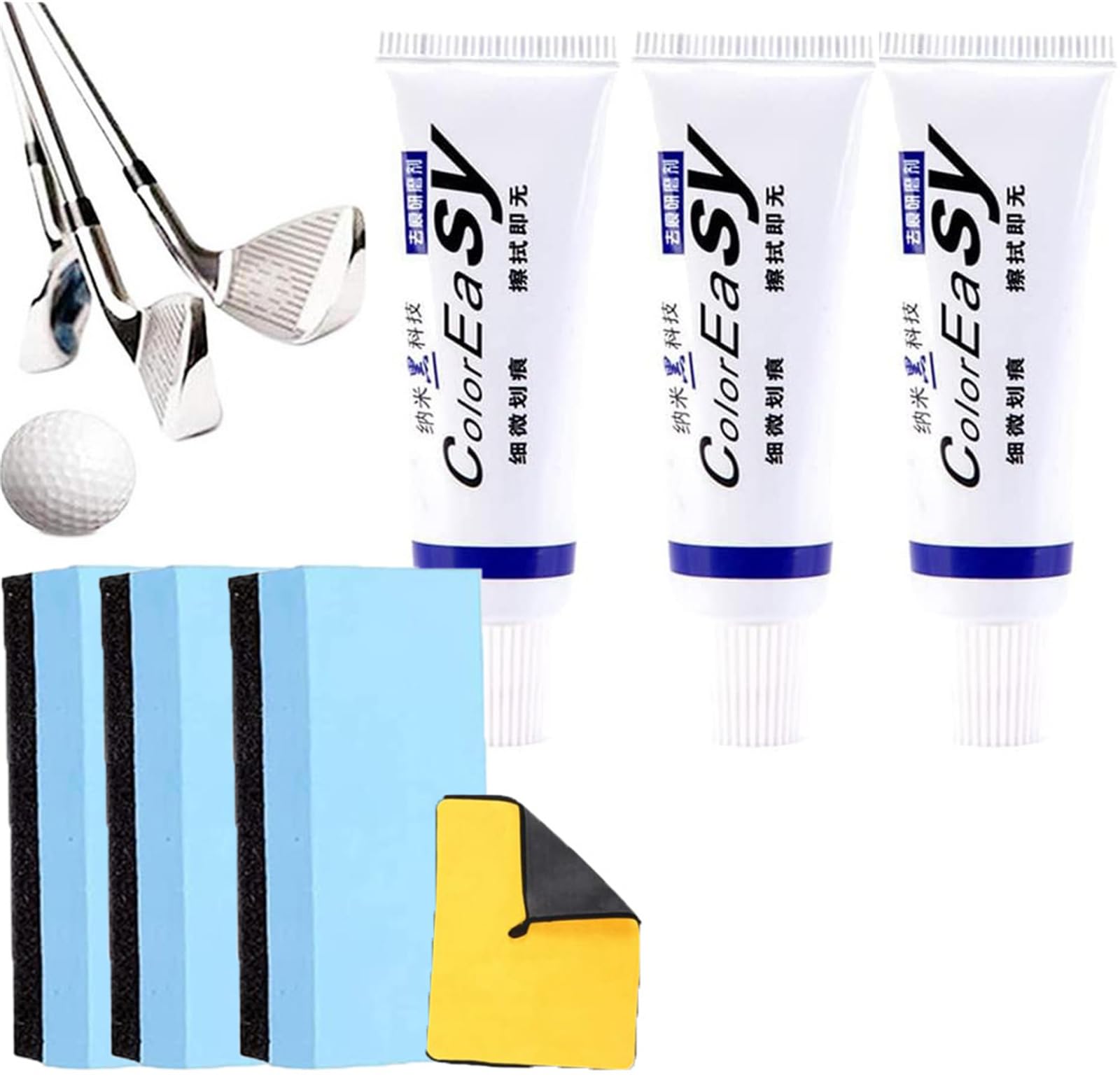 Linstant Golf Club Scratch Remover Kit - 3-Pack with Sponge | Instant & Effective Golf Club Scratch Repair | Perfect for Irons, Woods & Putters | Restores Shine for Better Performance on the Course