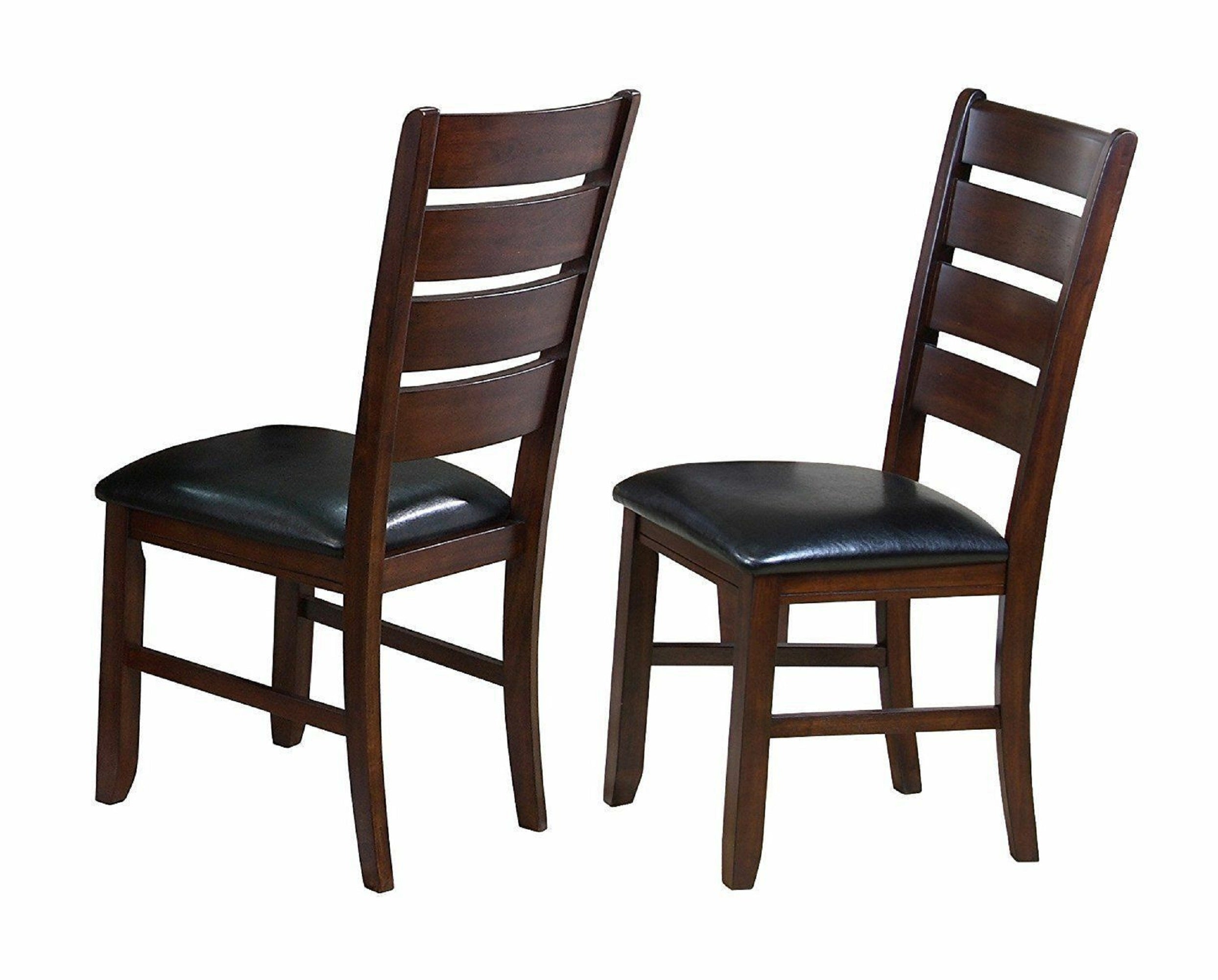 Modern Dining Chairs Set of 2 - Brown Espresso Finish Solid Wood with Faux Leather Cushions - Kitchen & Dining Room Furniture for Home, Restaurant, and Office Use