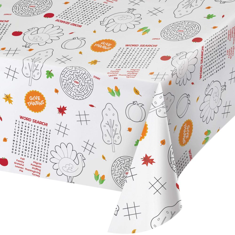 12-Piece Bulk Thanksgiving Activity Paper Table Covers - Festive Holiday Decor for Parties, Family Gatherings & Classroom Celebrations