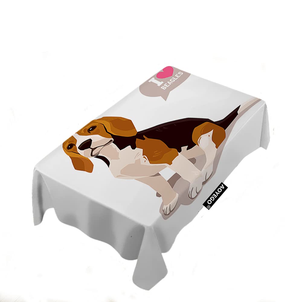 Adorable Beagle Puppy Tablecloth - 52x70 Inch Rectangle Cartoon Pet Design for Indoor & Outdoor Use - Polyester Fabric for Home, Party, Picnic Decorations | Perfect for Birthday Celebrations, BBQ Gatherings and Kitchen Dining Decor