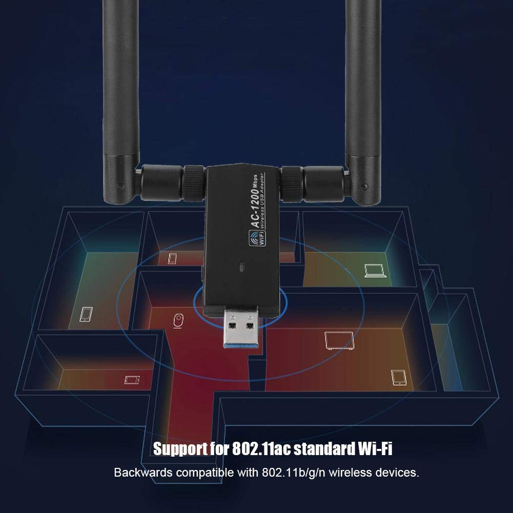 Cuifati Dual Band USB WiFi Adapter - 1200Mbps Wireless Network Card with 2.4GHz/5GHz RTL8812AU Chipset, High Gain Antenna for PC Laptop Desktop - Perfect for Gaming, Streaming & Home Office Connectivity