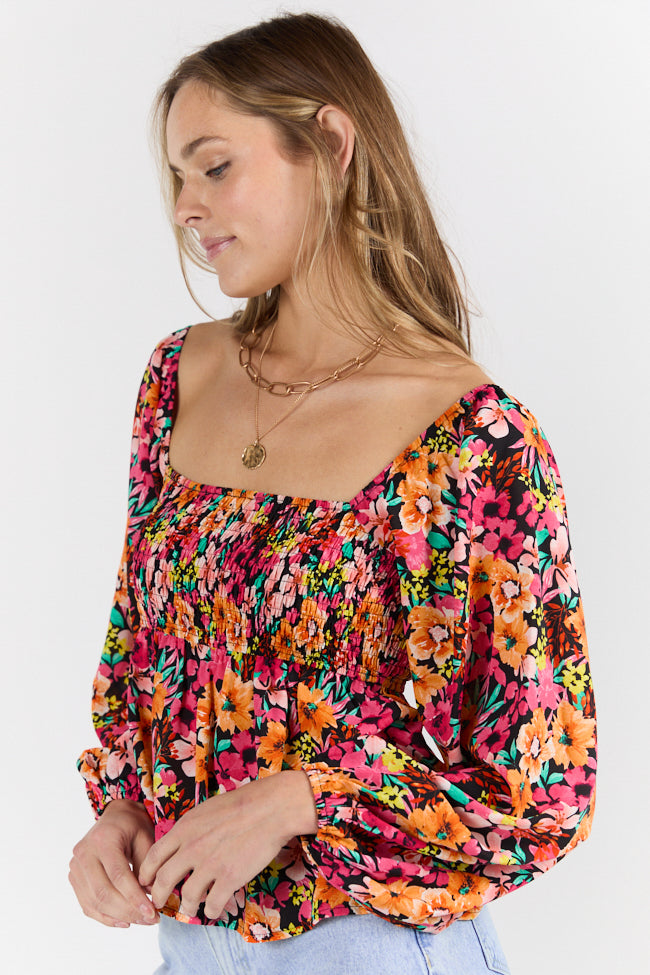 Darling Days Black Floral Print Women's Blouse - Elegant Floral Top for Casual Wear, Office & Date Night Outfits | Trendy Spring Summer Tops for Women