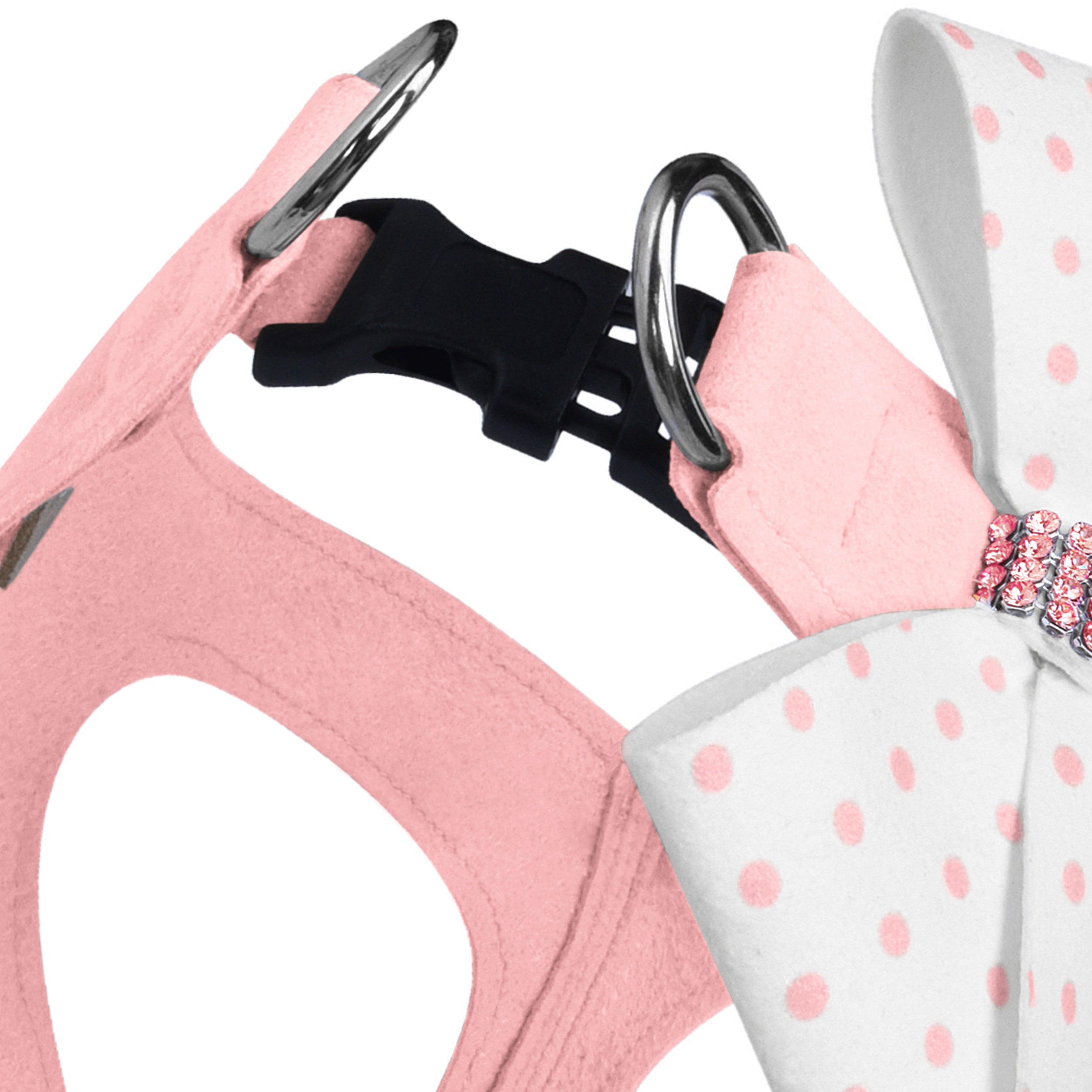 Polka Dot Step-In Dog Harness with Bow - Pink Nouveau Giltmore Design for Small & Medium Dogs | Perfect for Walks, Training & Outdoor Adventures