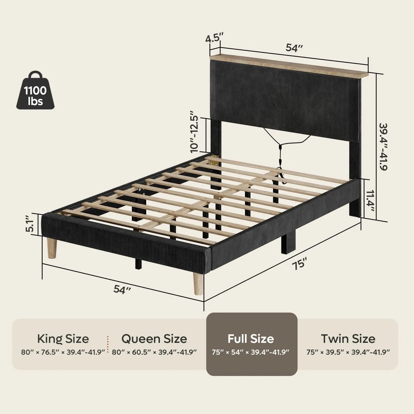 Best Full Size Bed Frame with Headboard - Sturdy Metal Platform, Noise-Free Support, Easy Assembly - Perfect for Guest Rooms, Dorms & Small Spaces