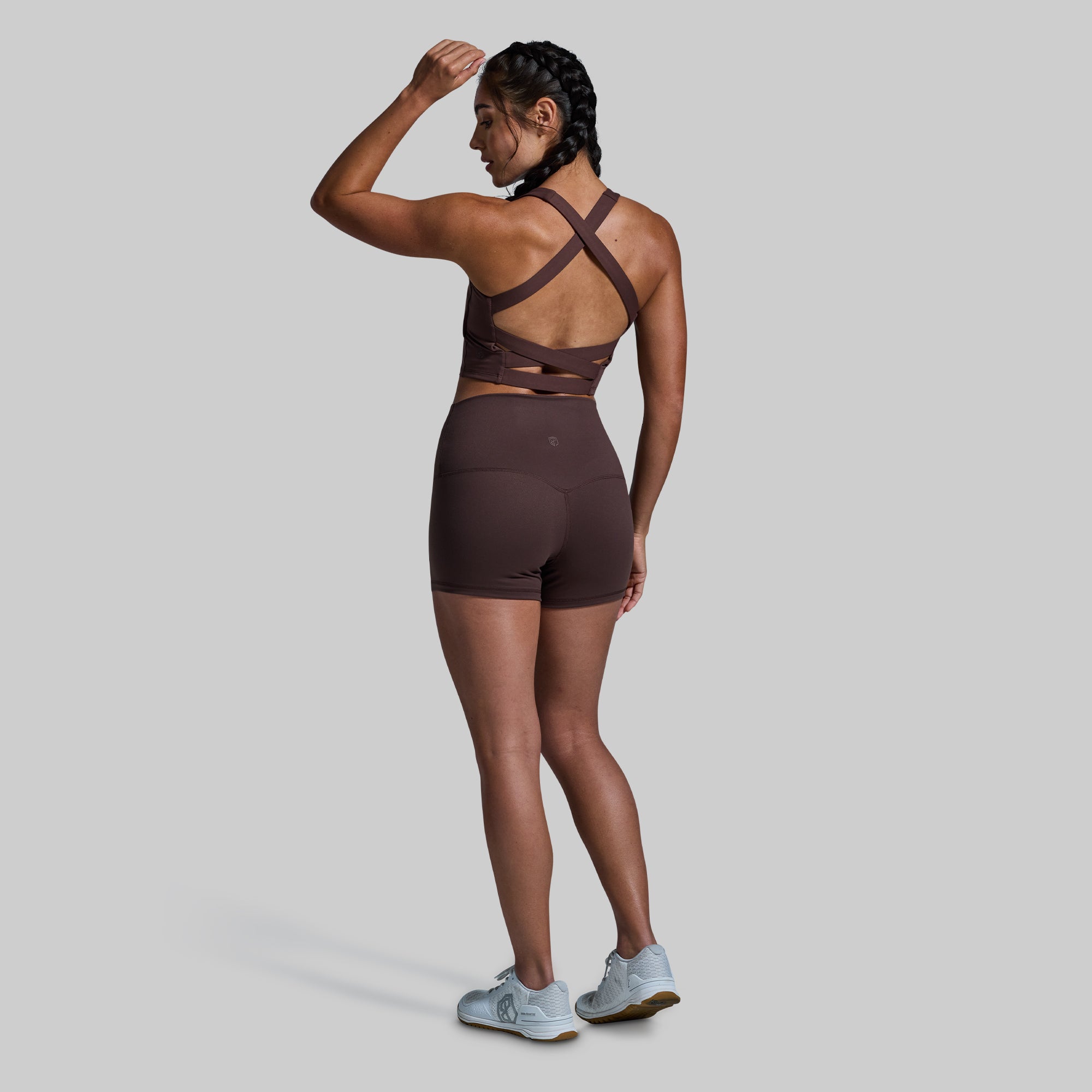 New Heights Booty Shorts for Women - High Waisted Workout Shorts (French Roast) | Gym, Running, Yoga & Lounge Wear