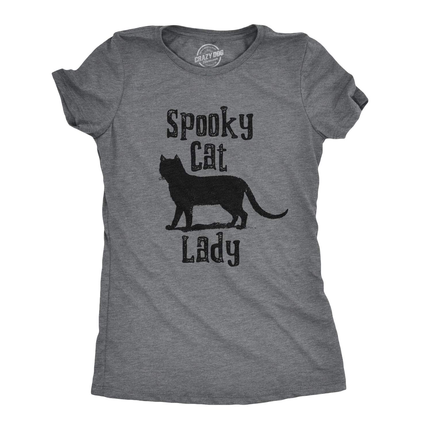Funny Spooky Cat Lady T-Shirt for Women - Cute Black Cat Halloween Graphic Tee - Perfect for Halloween Parties & Cat Lovers
